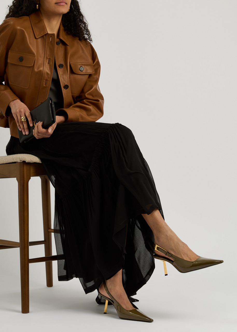 Saint Laurent Lee 75 Patent Leather Slingback Pumps - 5