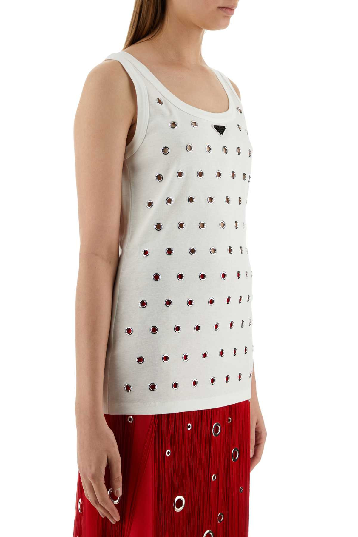 Prada Women White Cotton Tank Top - 3