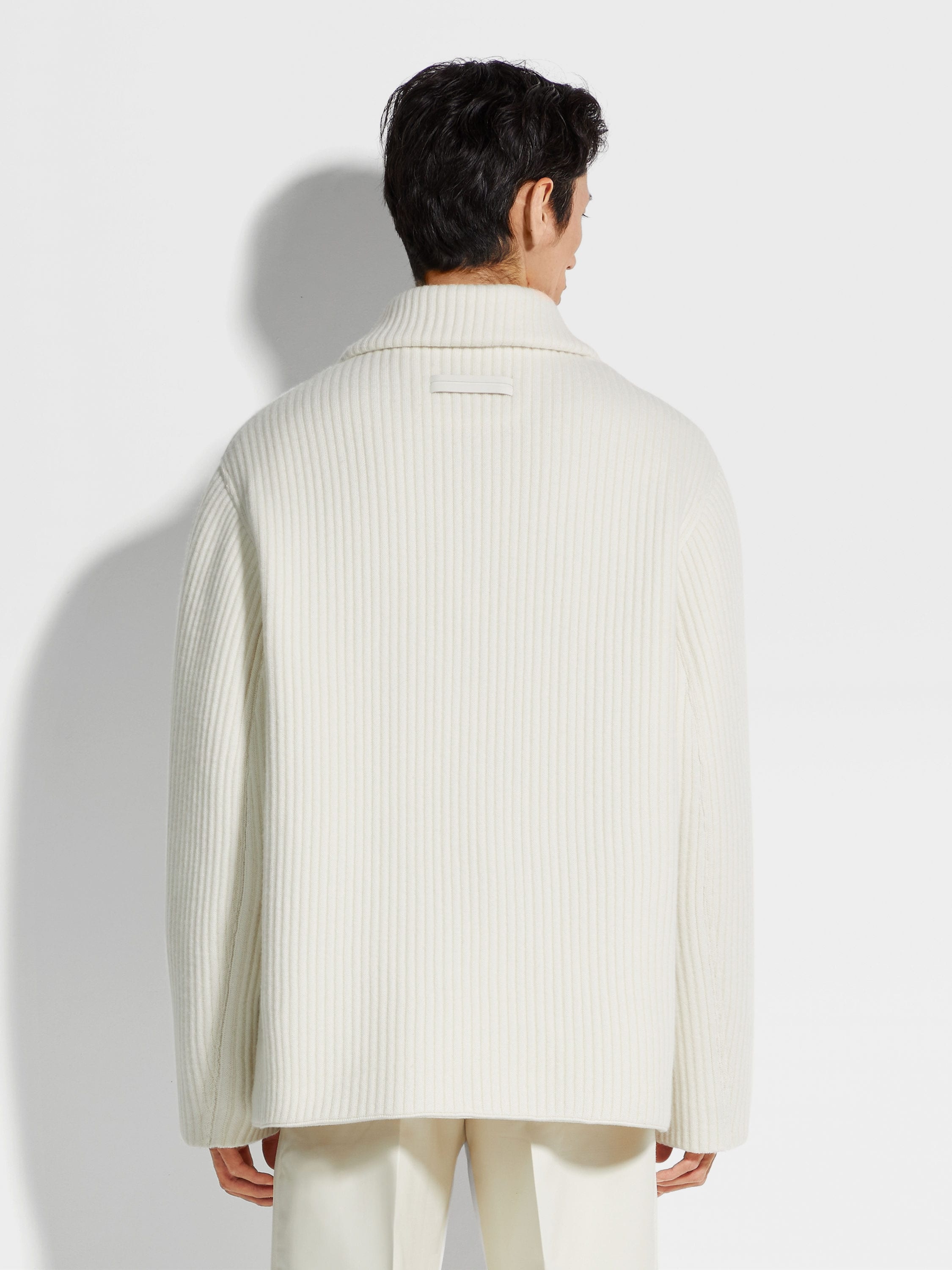 WHITE WOOL AND CASHMERE CHORE JACKET - 5