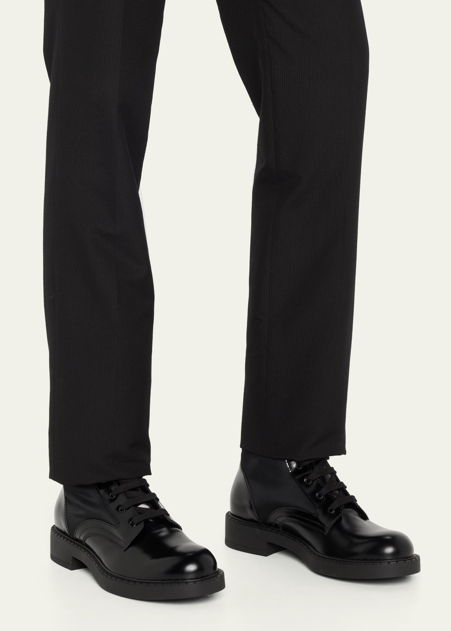 Men's Nylon & Leather Triangle Logo Combat Boots - 2