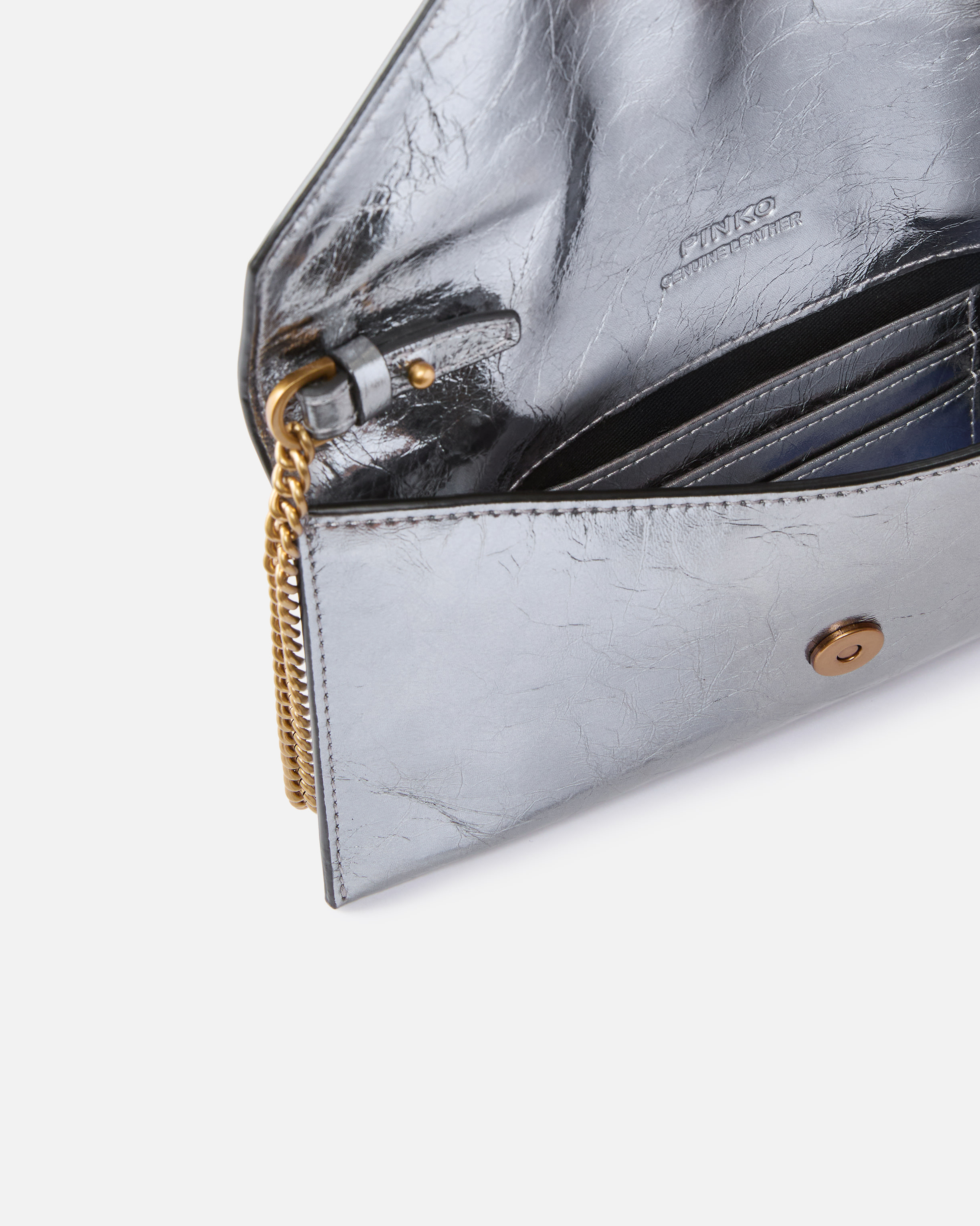 METALLIC LEATHER POUCH WITH LOVE BIRDS LOGO - 4