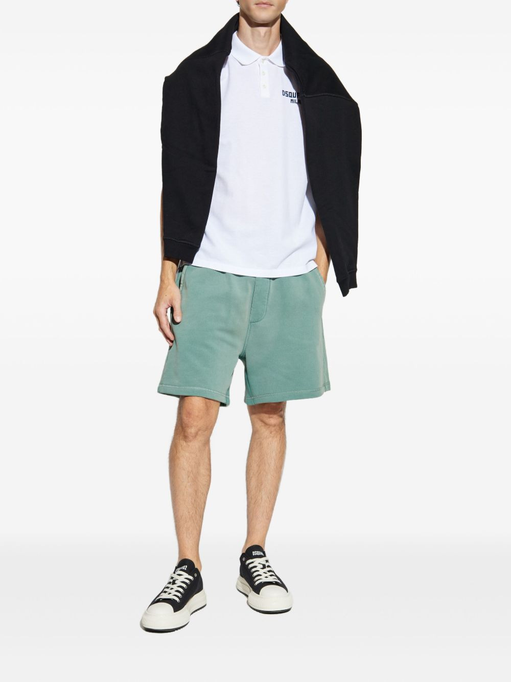 logo-embroidered cotton shorts - 2