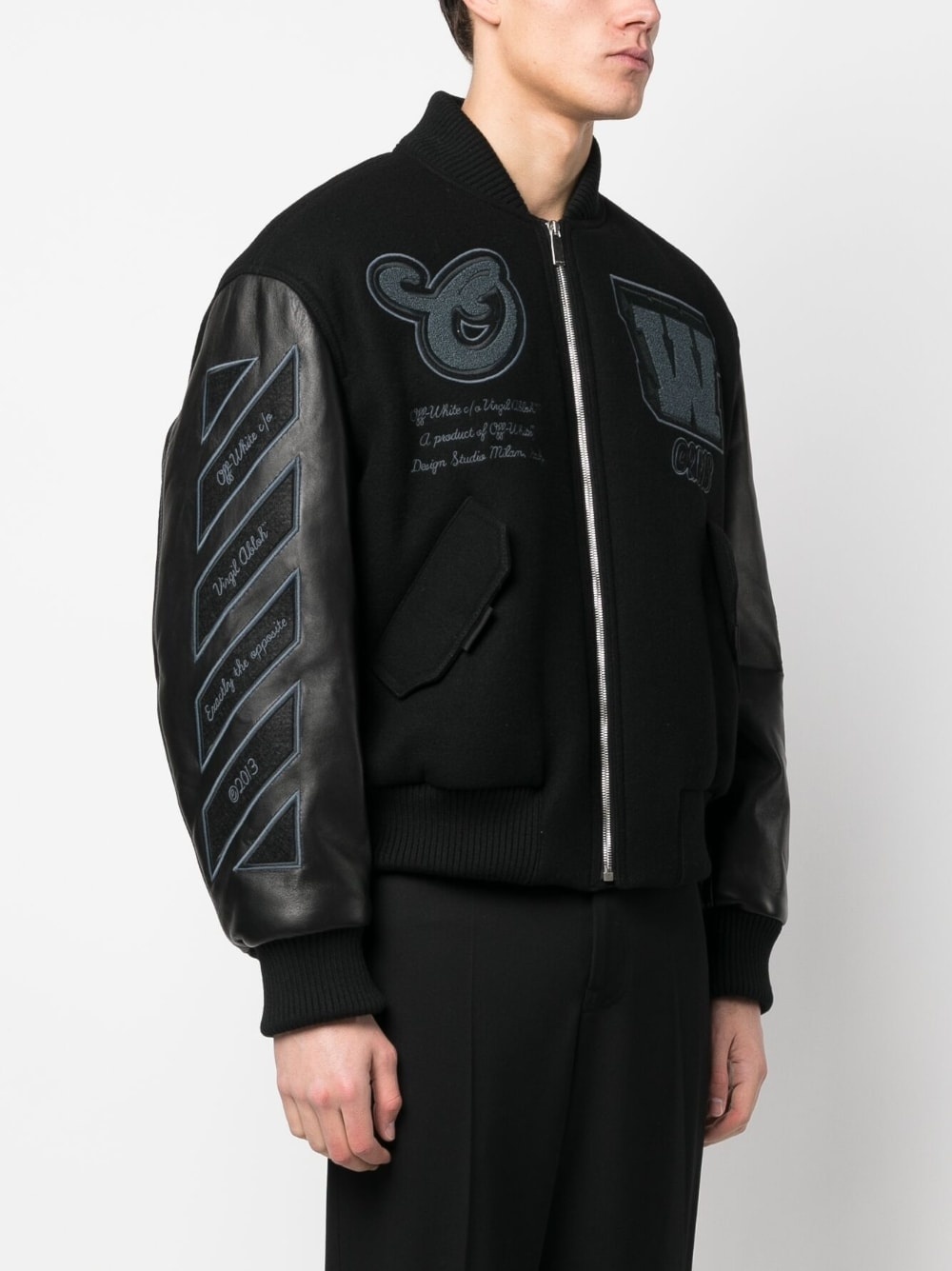 appliqué bomber jacket - 3
