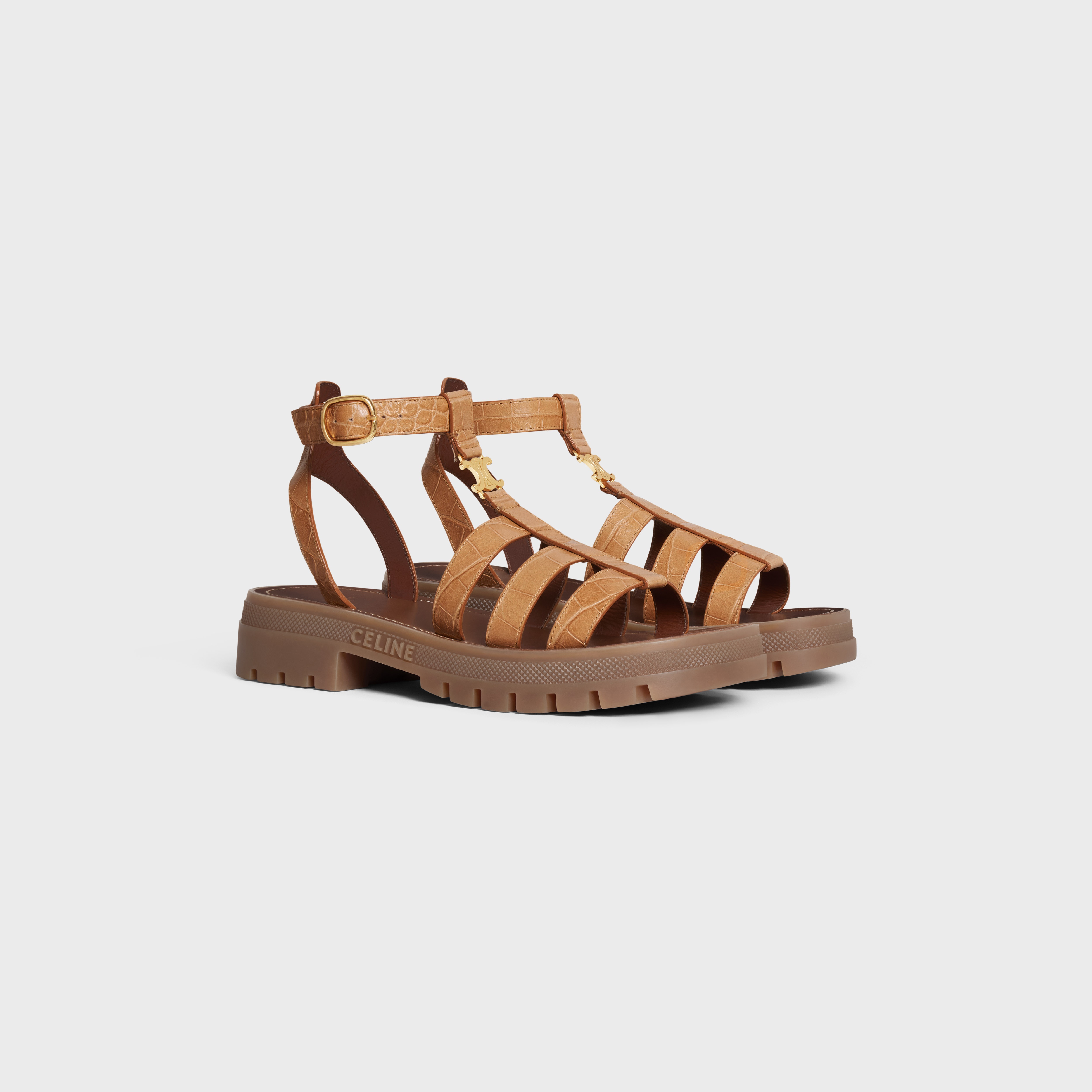 CELINE CLEA TRIOMPHE GLADIATOR SANDAL in CROCODILE STAMPED CALFSKIN - 2