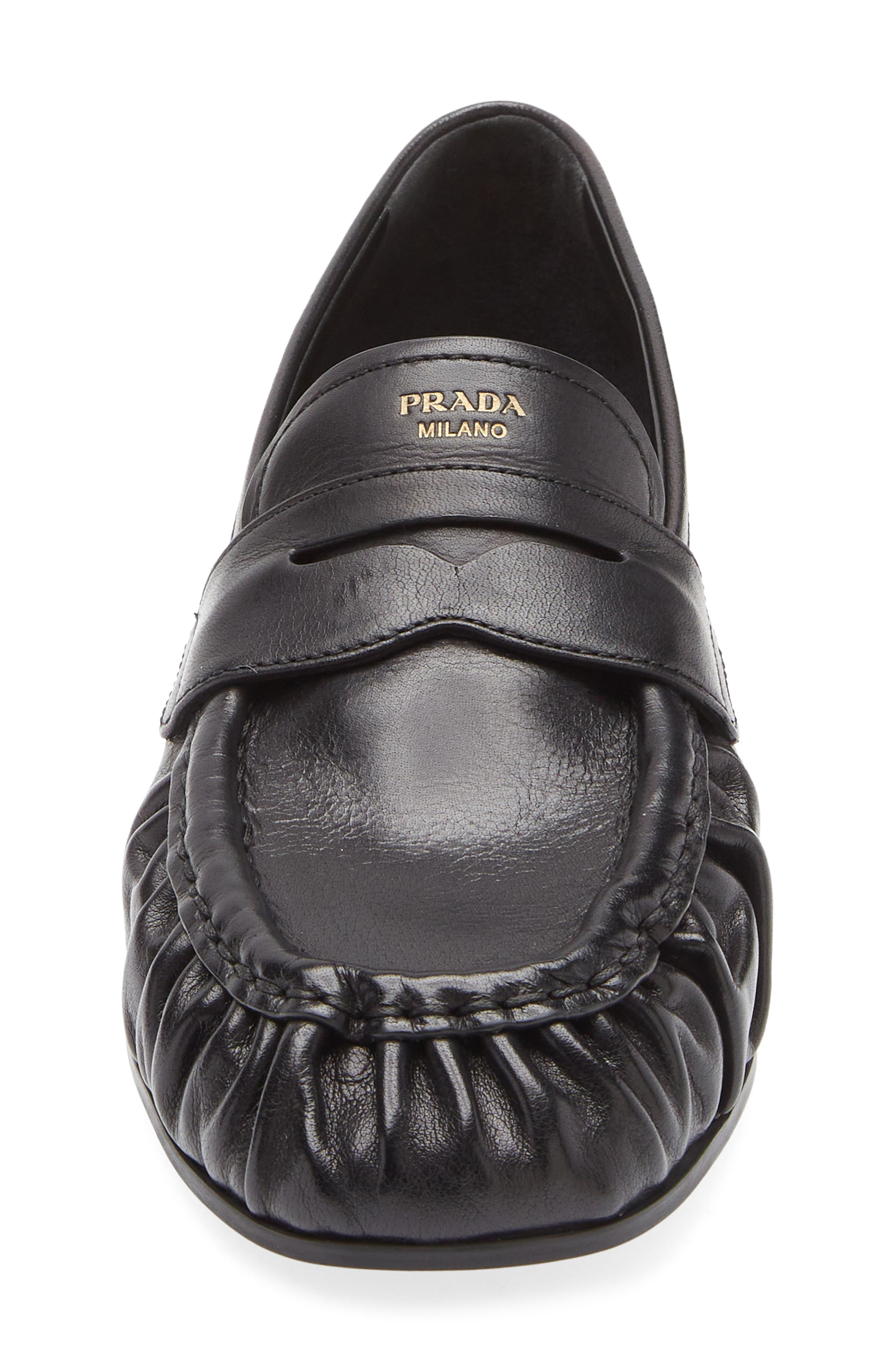 Prada Ruched Toe Penny Loafer in Nero at Nordstrom - 4