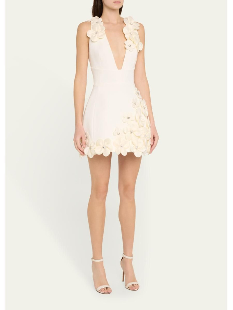 Estelle Deep V-Neck Floral Applique Mini Dress 4