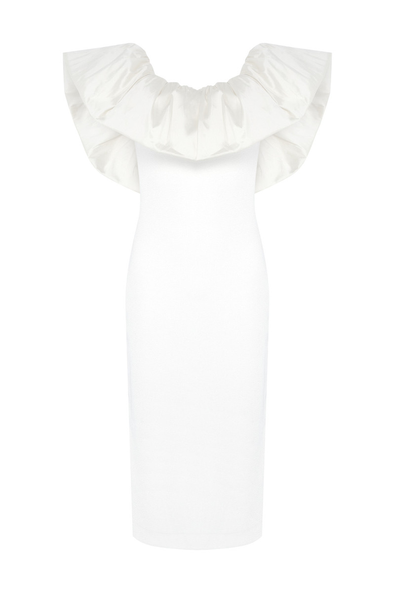 PatBO TAFFETA TARSILA RUFFLE MIDI DRESS outlook