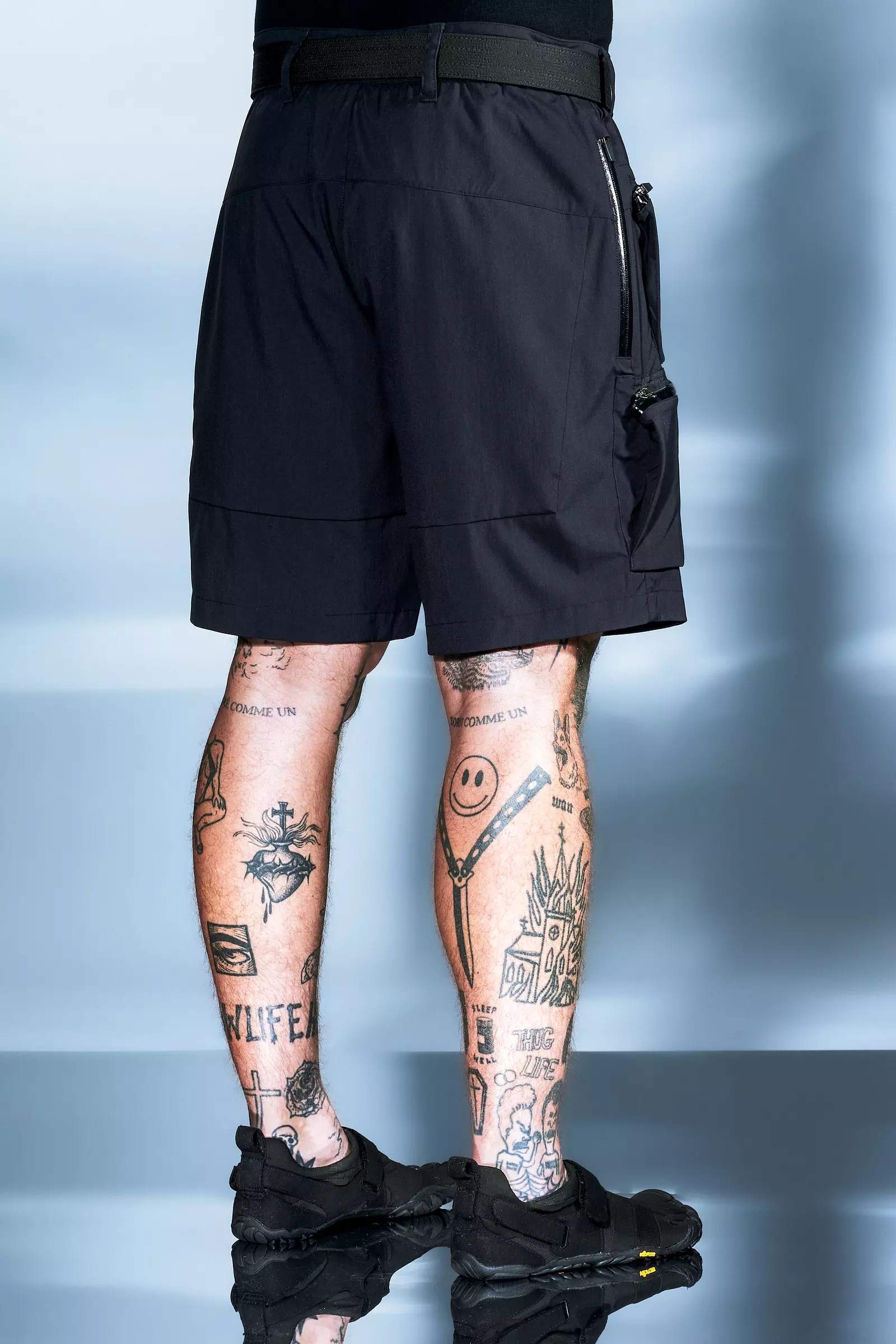 SP38-M Nylon Stretch Cargo Short Pant BLACK - 7