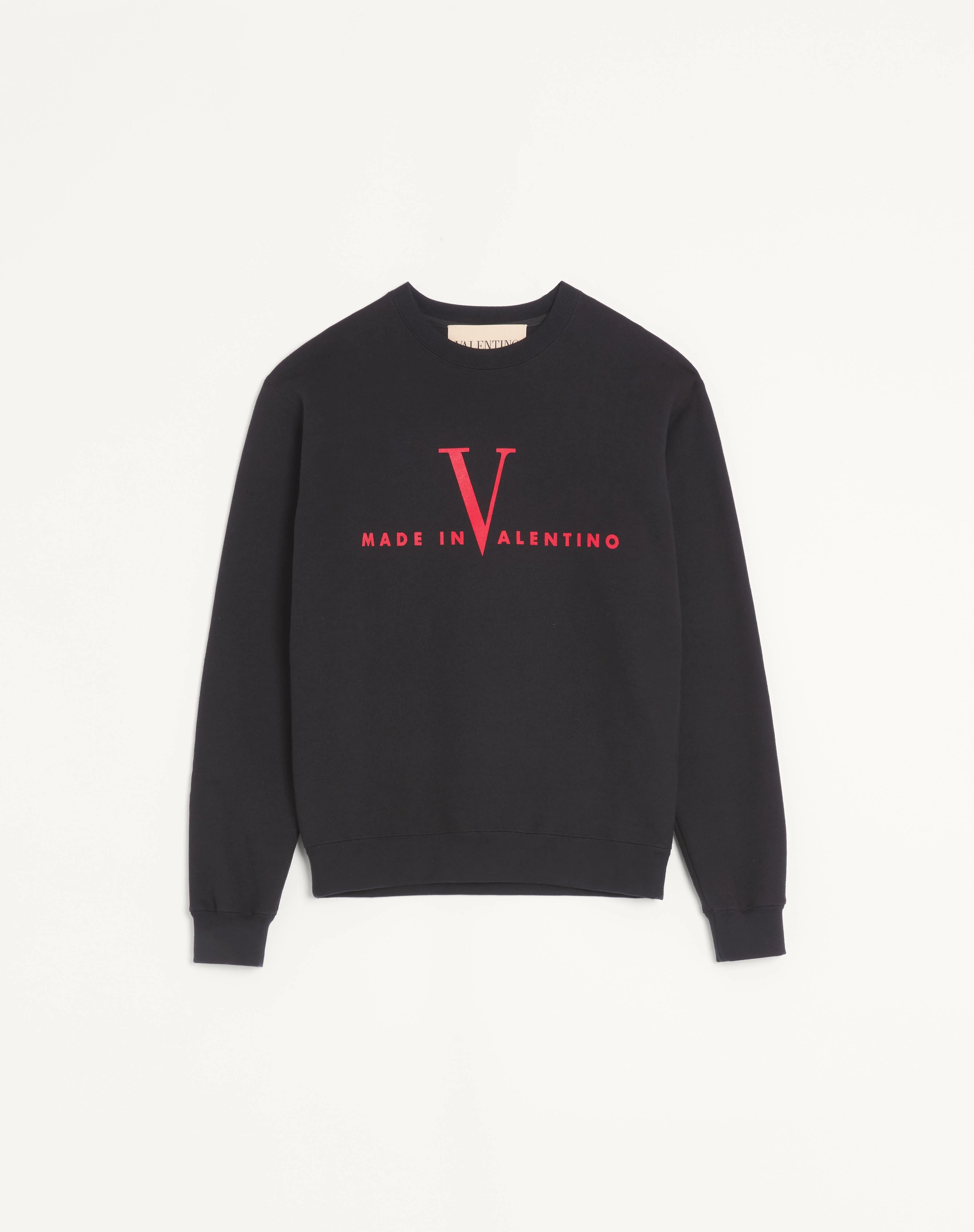 VALENTINO COTTON CREWNECK SWEATSHIRT WITH MADE IN VALENTINO PRINT - 1