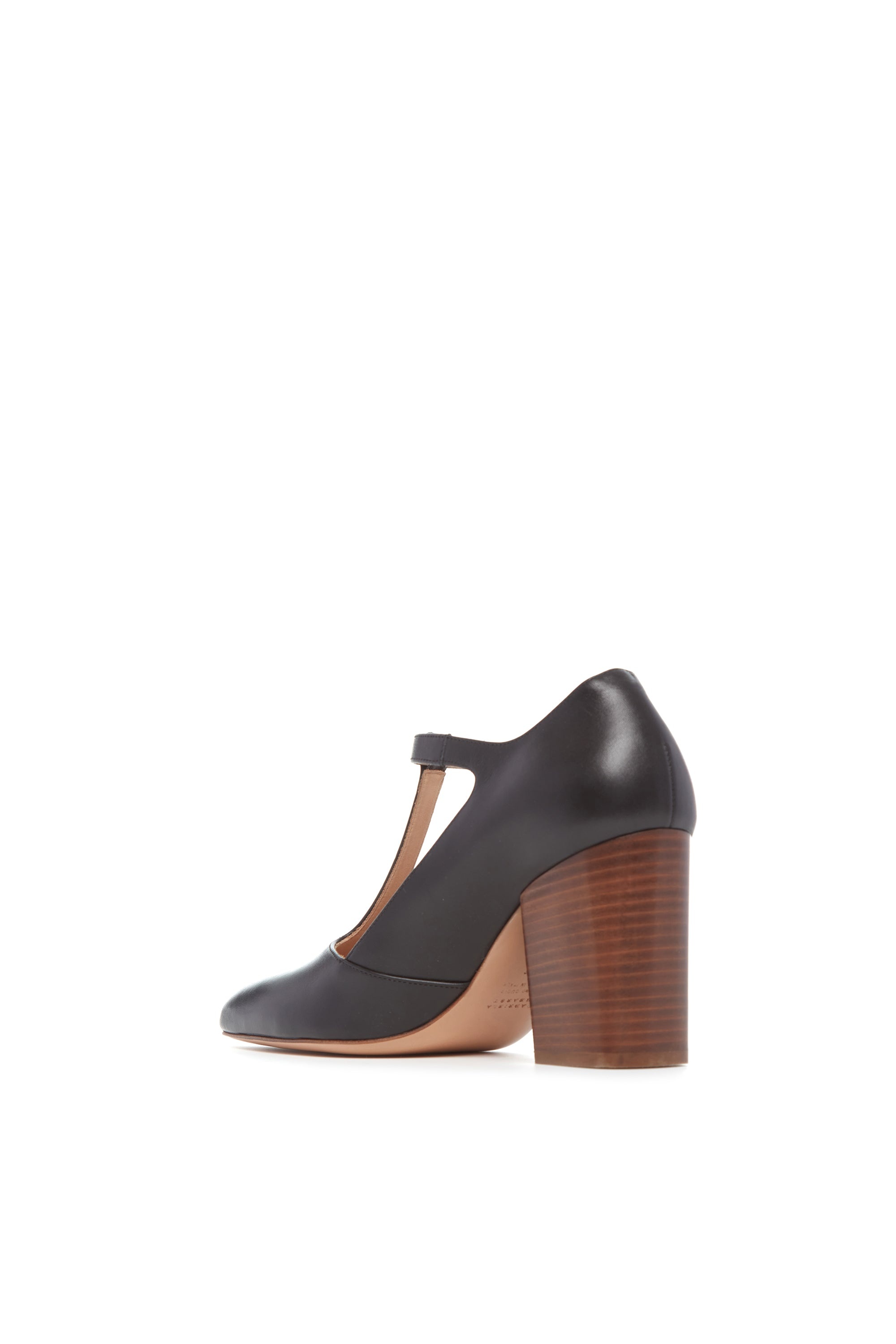 Triana Block Heel Pump in Black Leather - 3