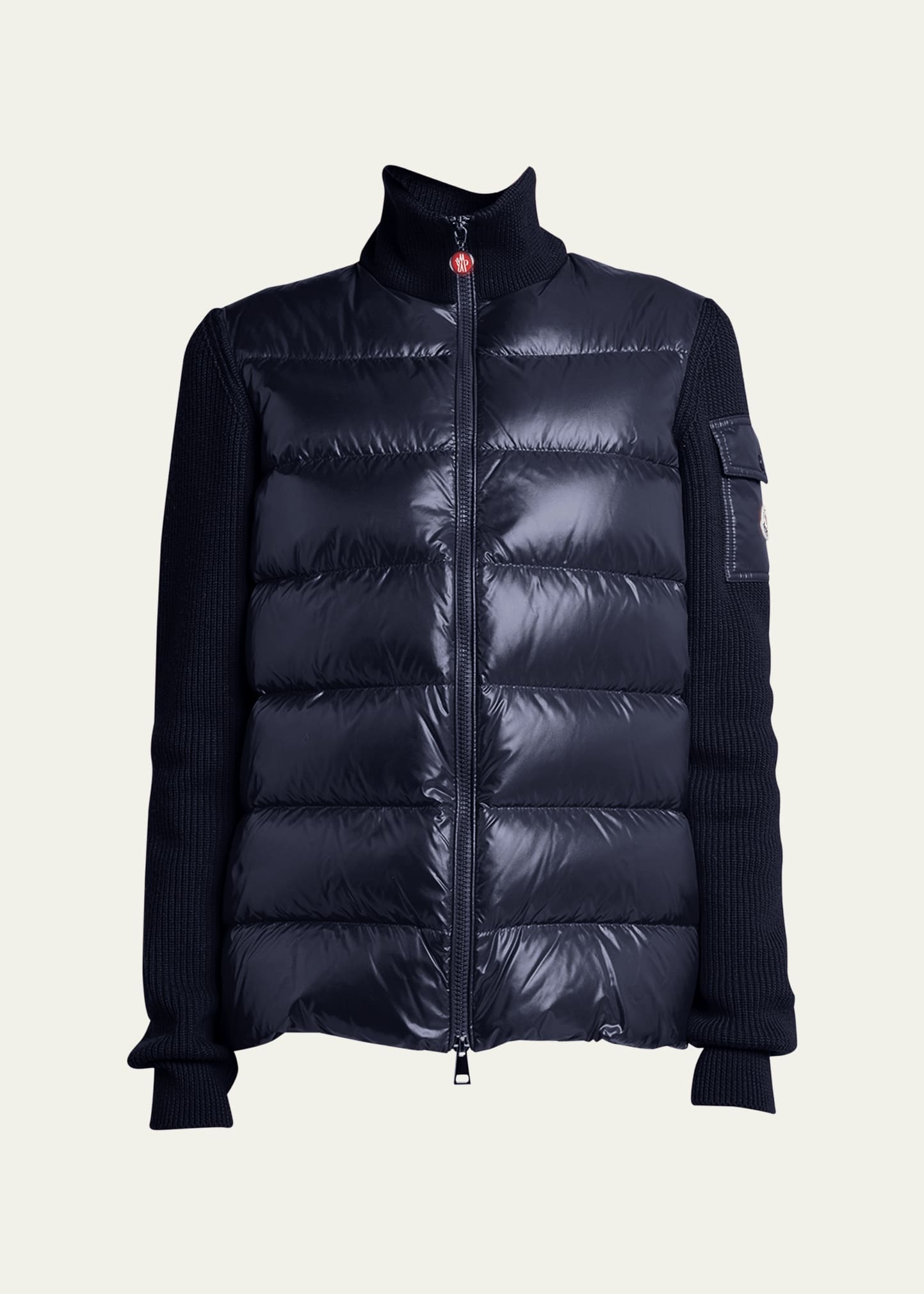 Mixed Media Wool Puffer Cardigan - 1