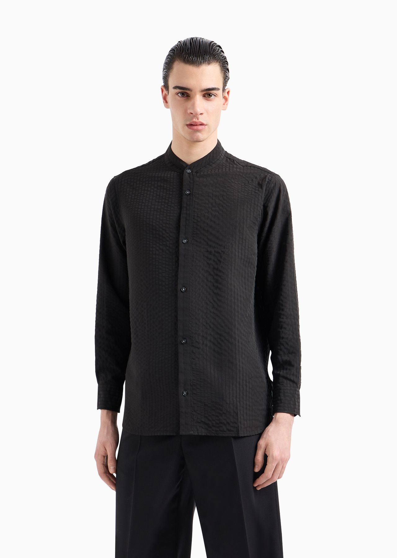 ASV comfort-fit guru-collar shirt in Lyocell-blend, seersucker-look fabric - 2