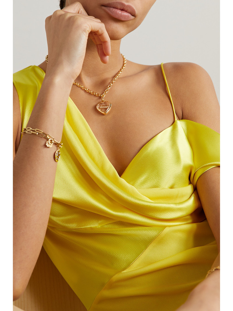 FOUNDRAE Amate 18-karat Gold, Quartz And Diamond Pendant outlook