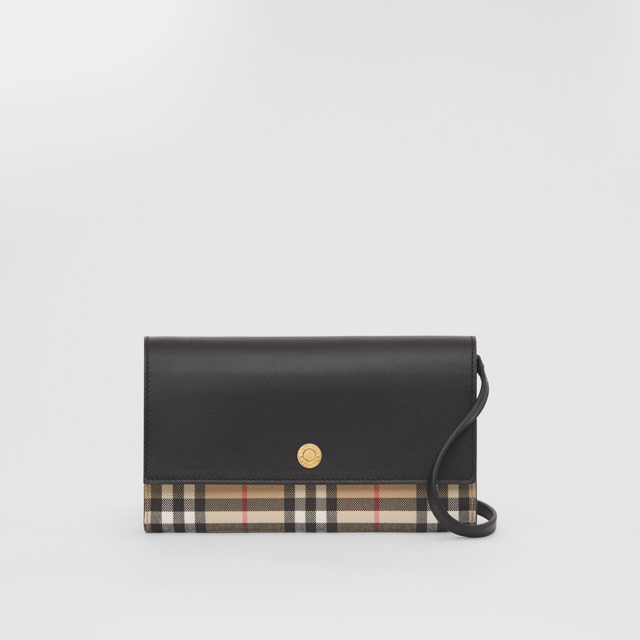 Burberry Check and Leather Wallet with Detachable Strap REVERSIBLE