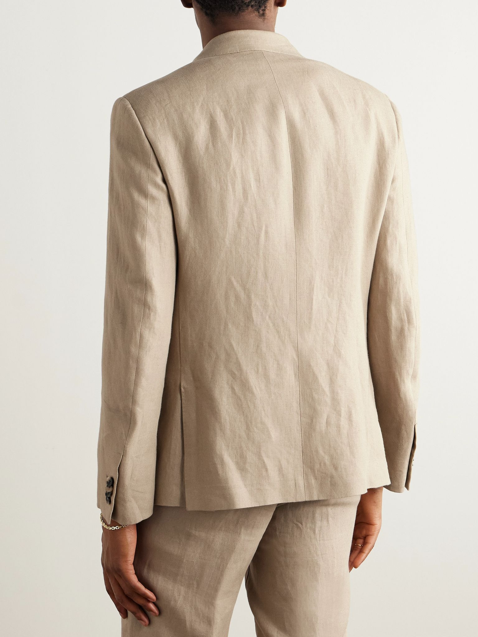 Linen Suit Jacket Beige - 3