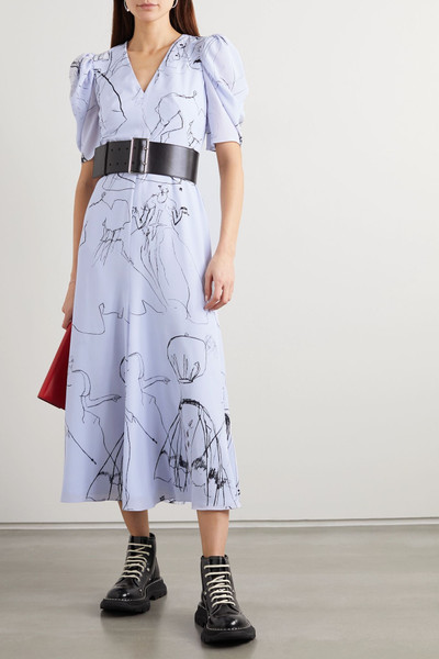 Alexander McQueen Gathered printed silk crepe de chine midi dress  outlook