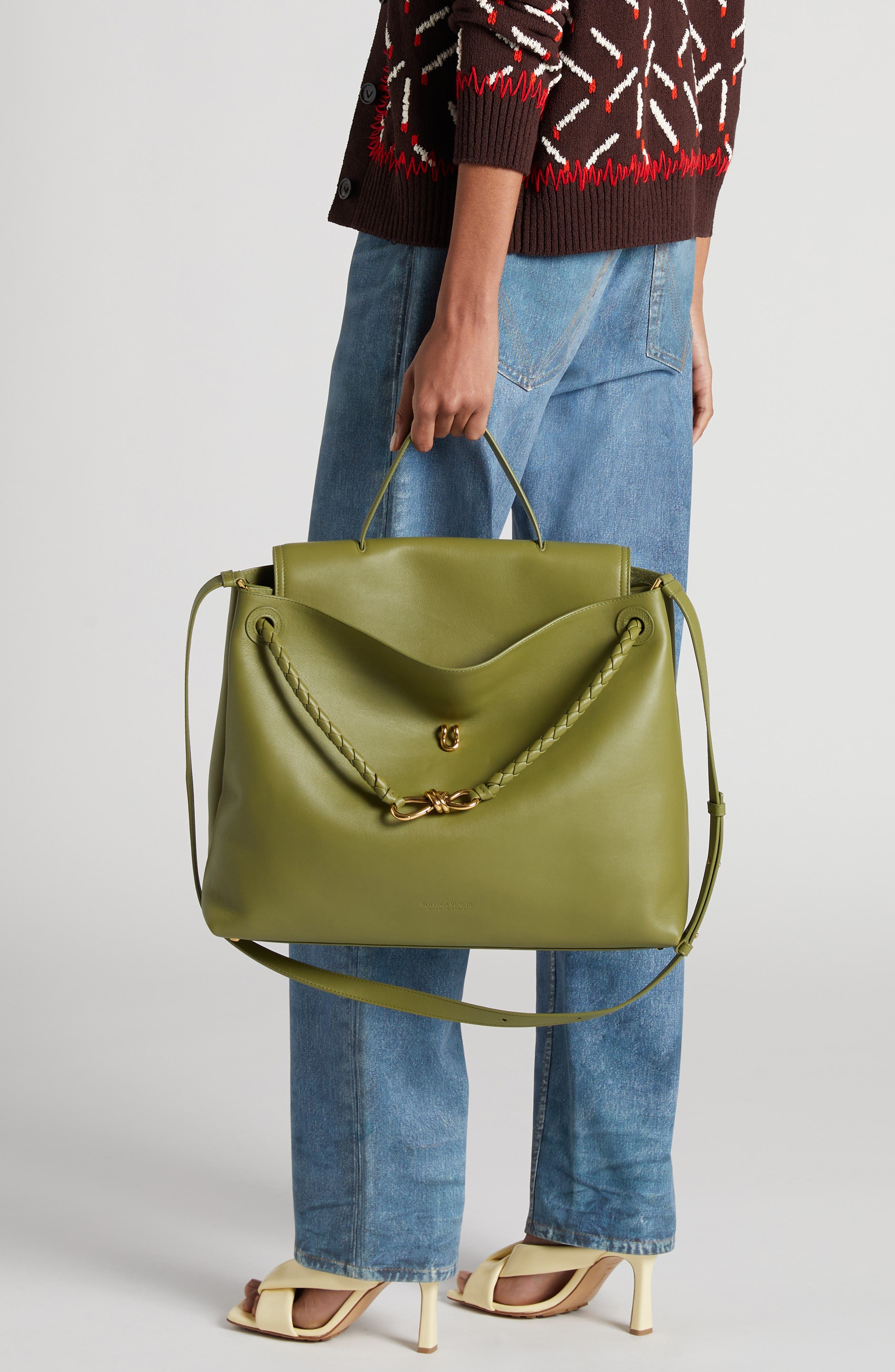 Bottega Veneta Large Ciao Ciao Leather Tote in Matcha-Muse Brass at Nordstrom - 2