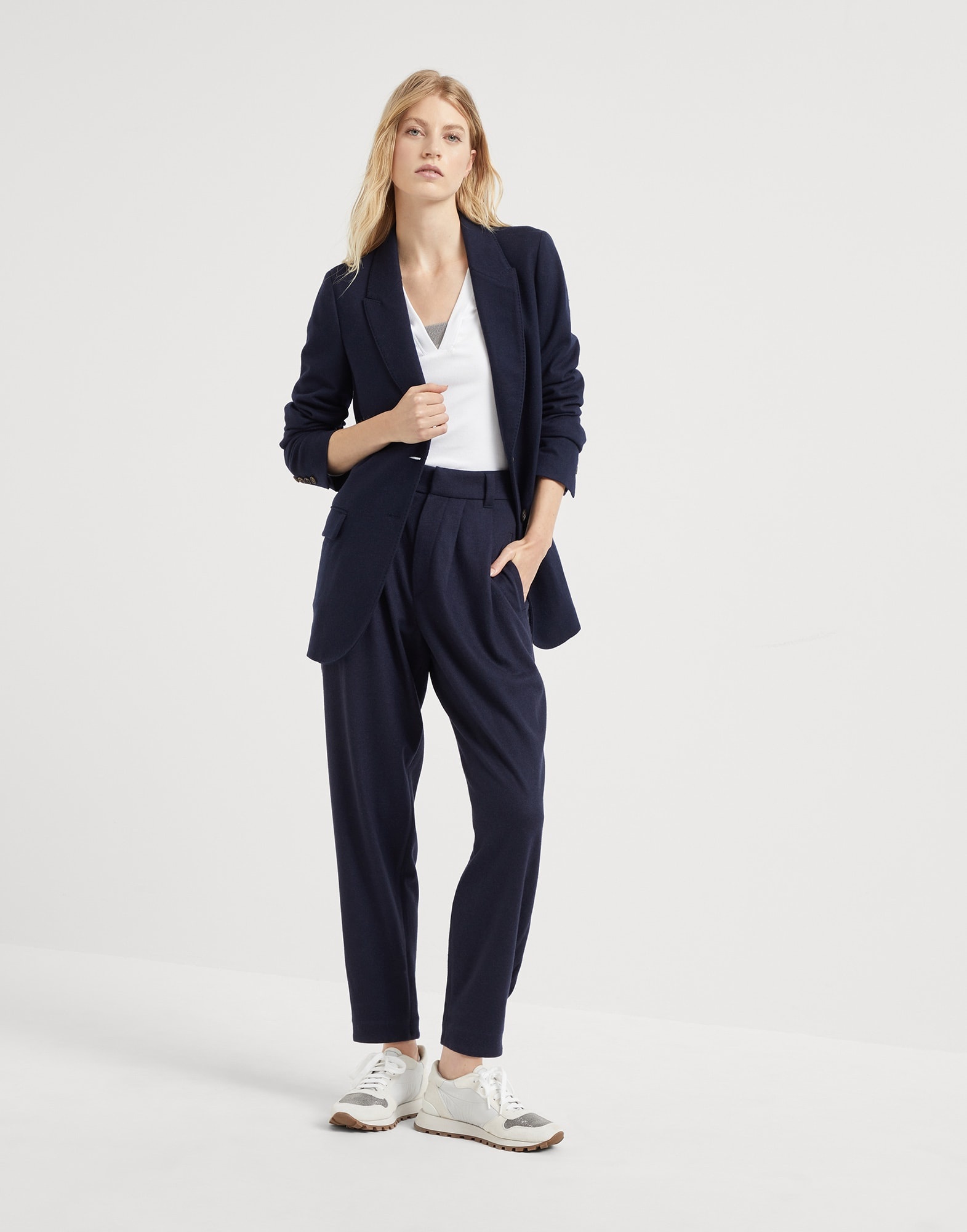 Cashmere jersey tailored trousers - 4