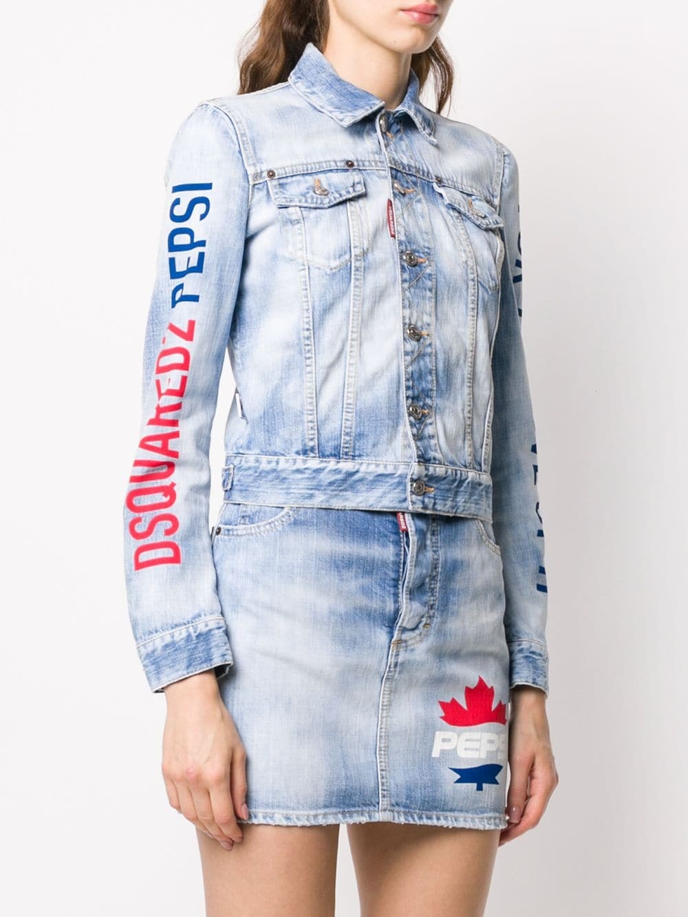 logo print denim jacket - 3