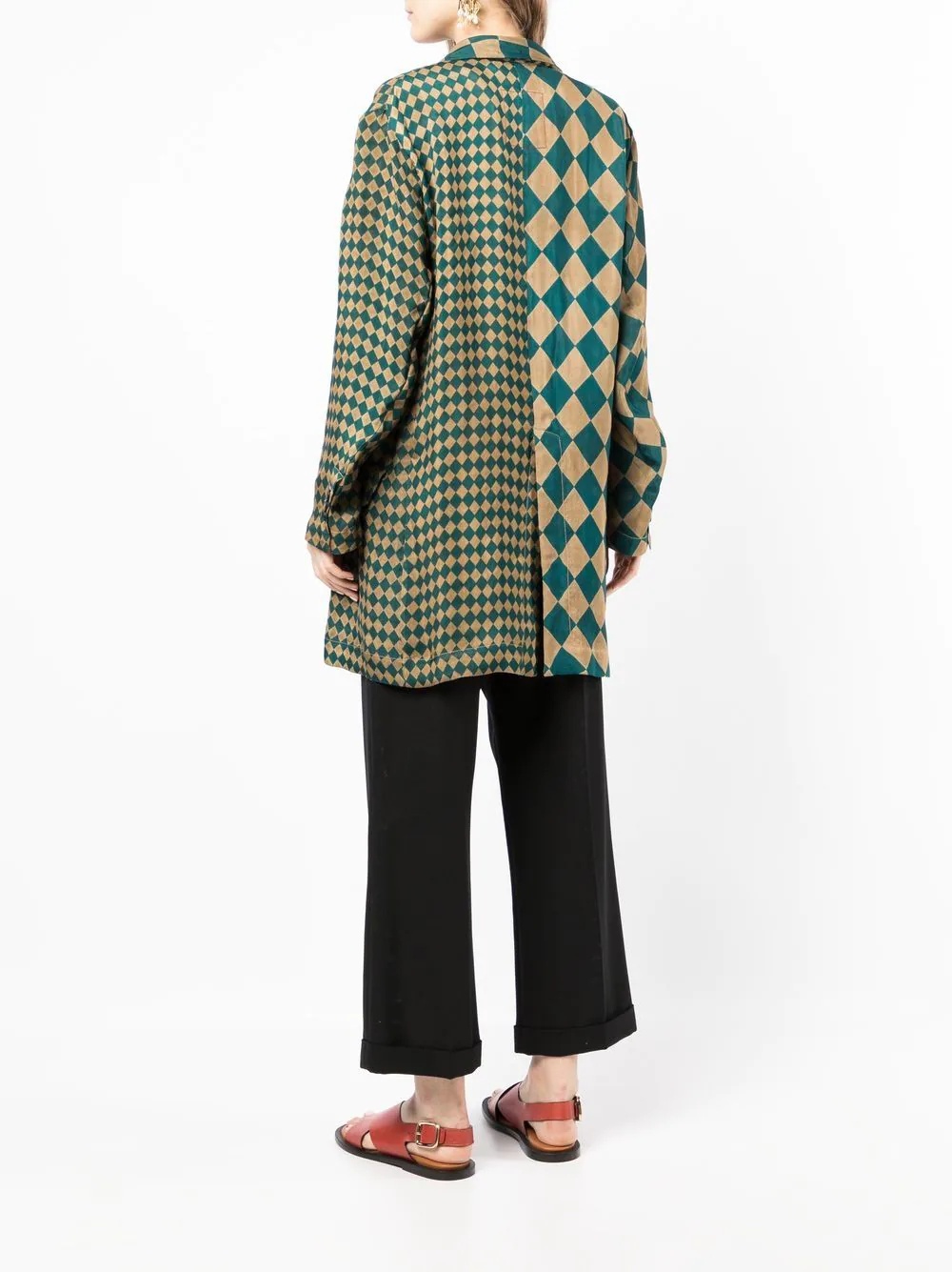 check-pattern double-breasted jacket - 7