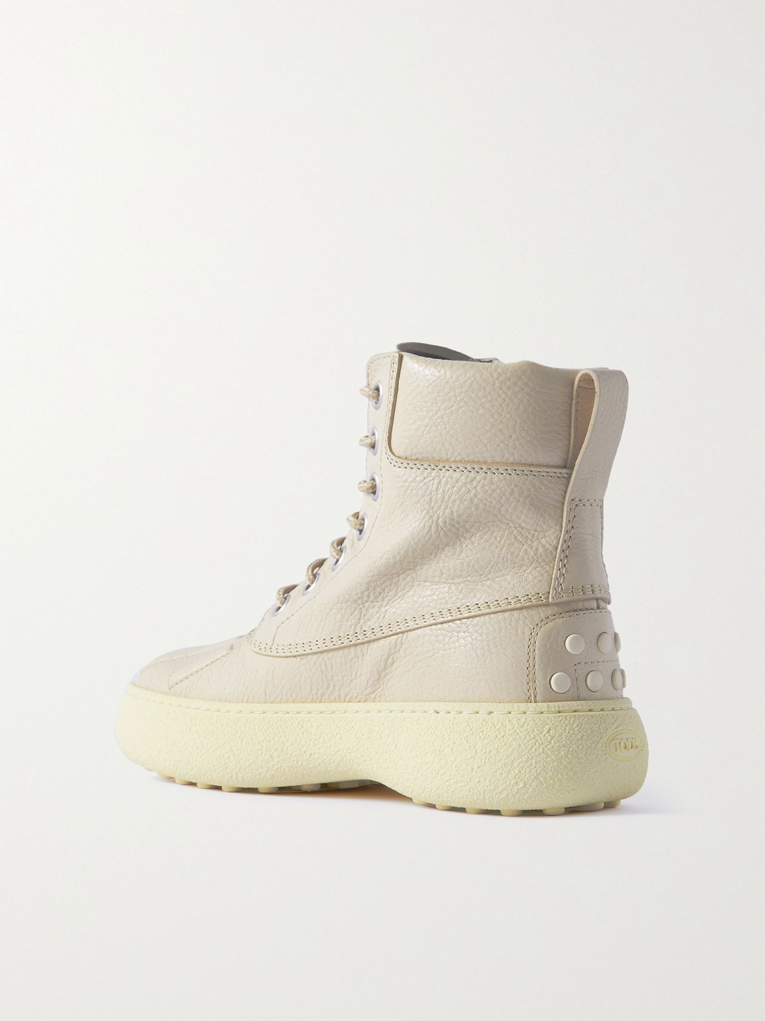 + Palm Angels textured-leather ankle boots Taupe - 3