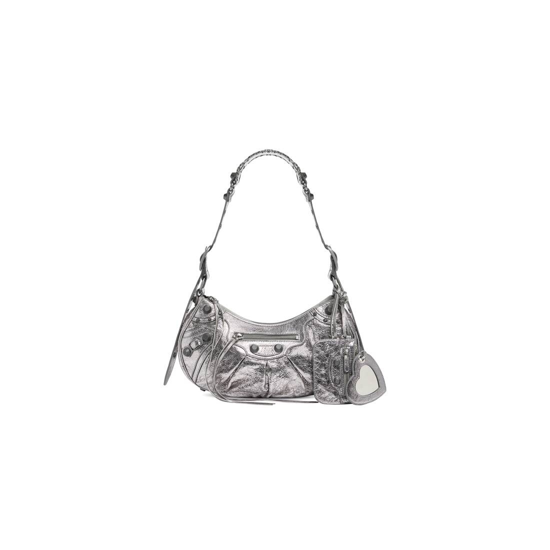 Women's Le Cagole Small Shoulder Bag Metallized in Silver - 1