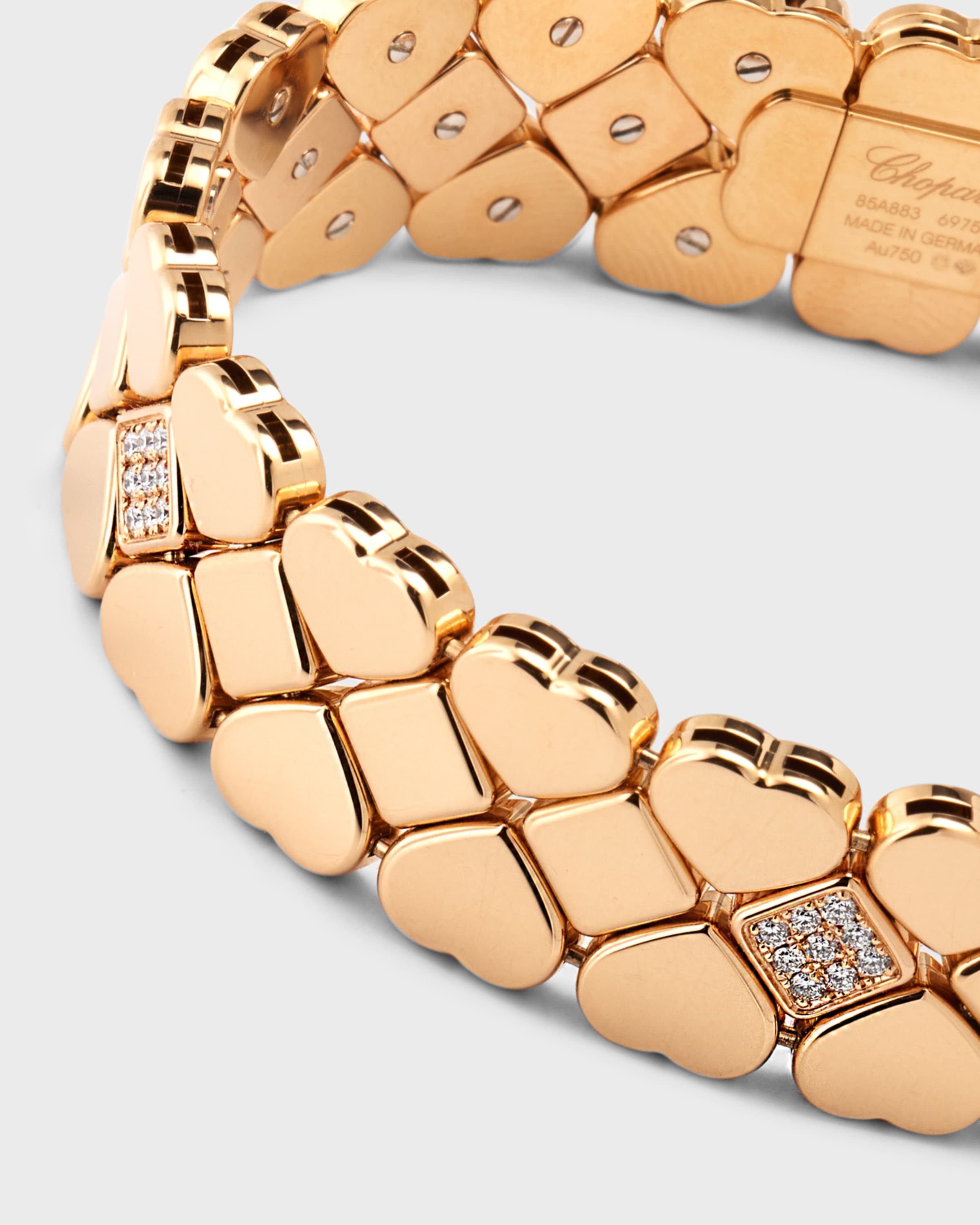 Happy Hearts 18K Rose Gold 3-Row Bracelet with Diamonds - 5