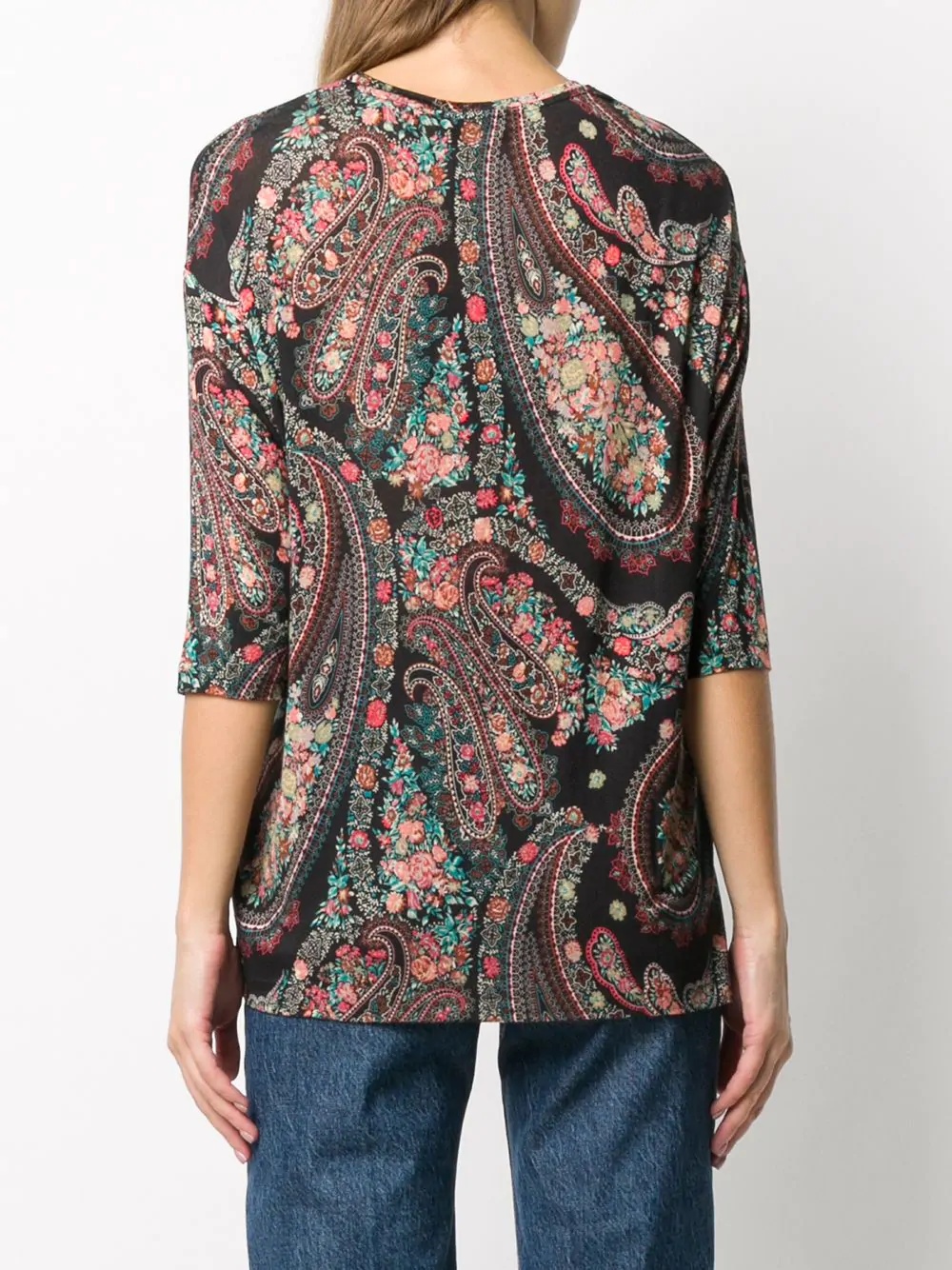 paisley print elbow-sleeved T-shirt - 4