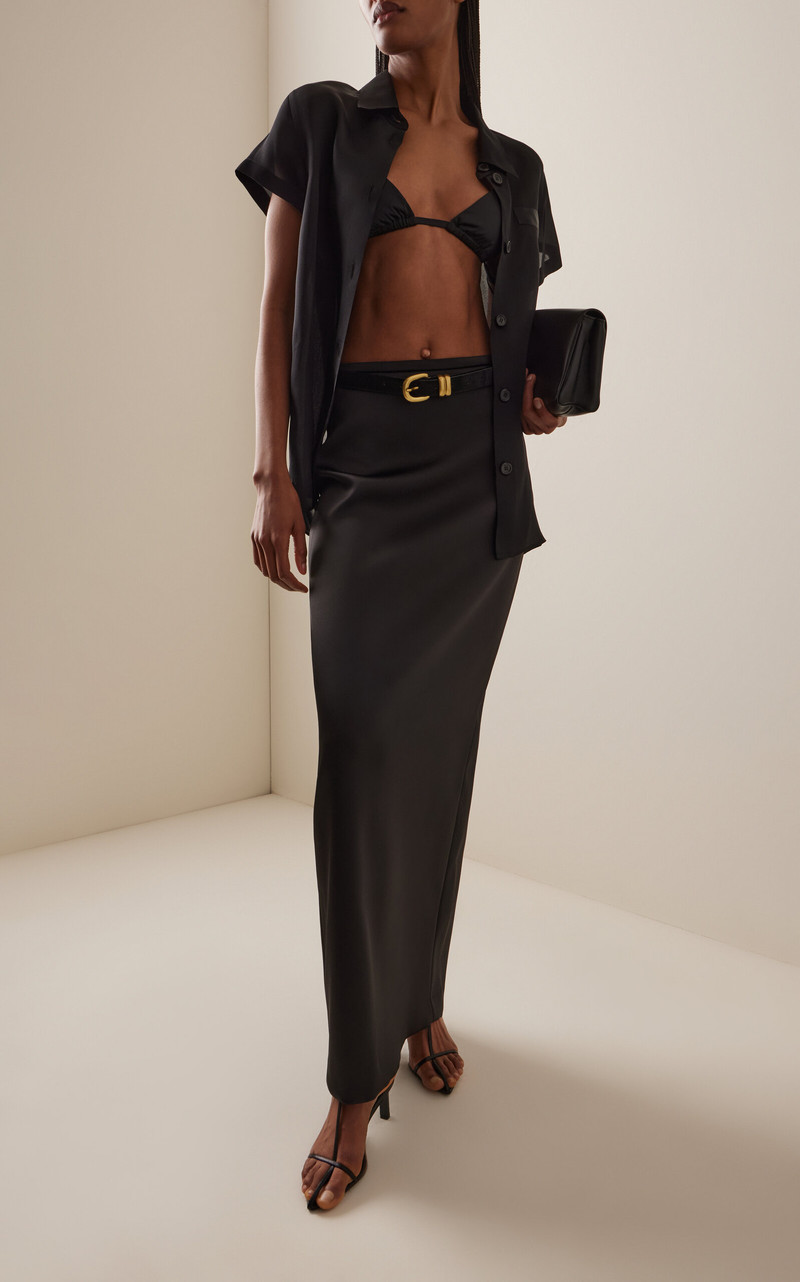 RÓHE Satin Column Skirt black outlook