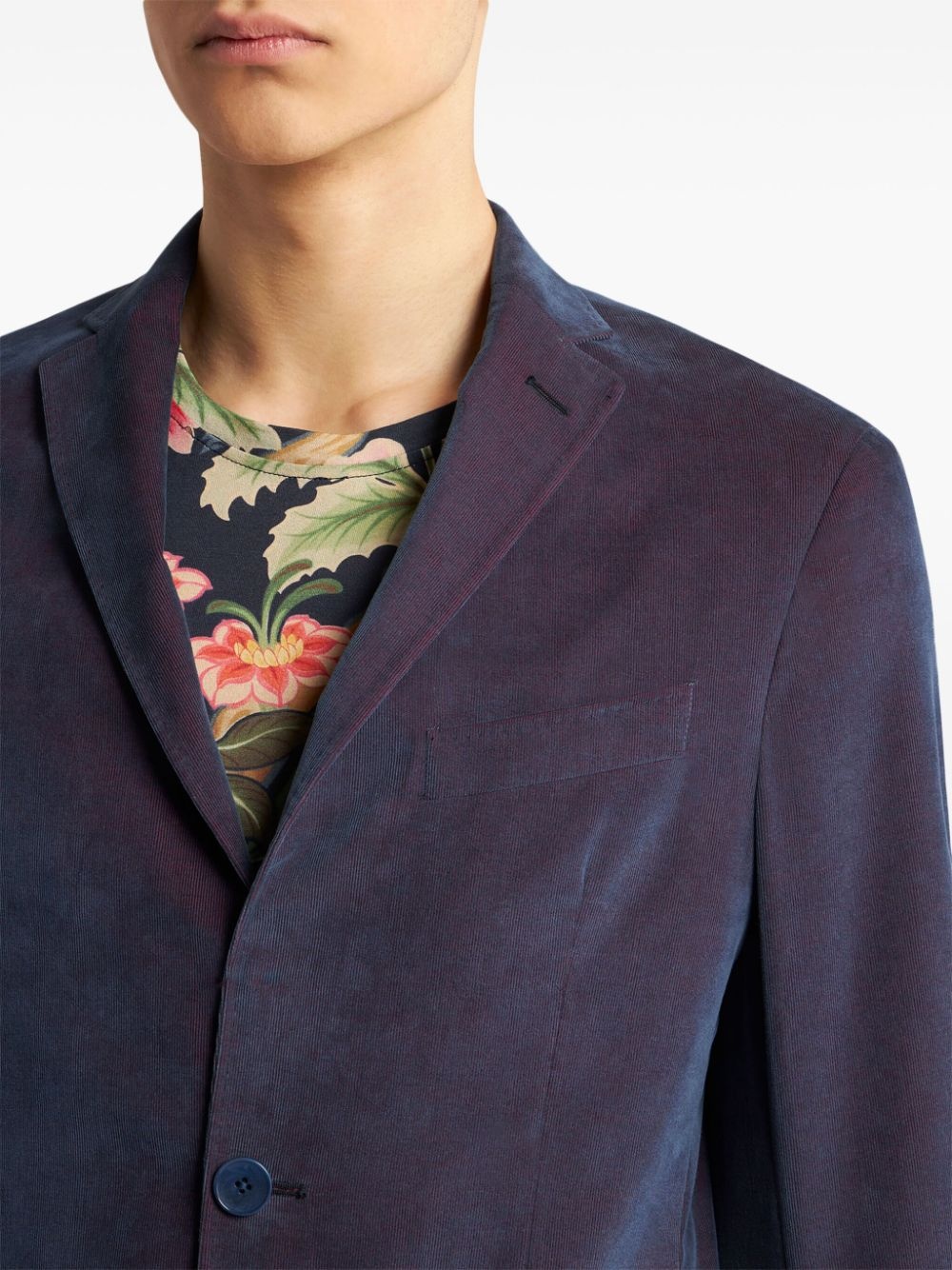 single-breasted velvet blazer - 5