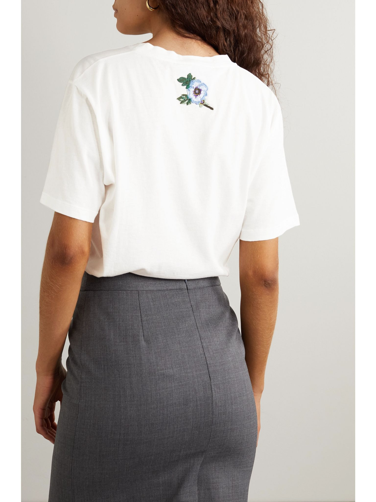 Oversized appliquéd printed cotton-jersey T-shirt White - 3