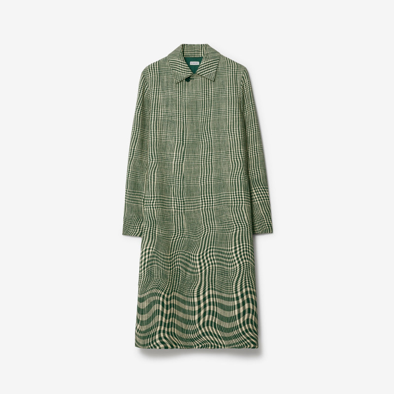 Long Warped Houndstooth Silk Blend Car Coat 1