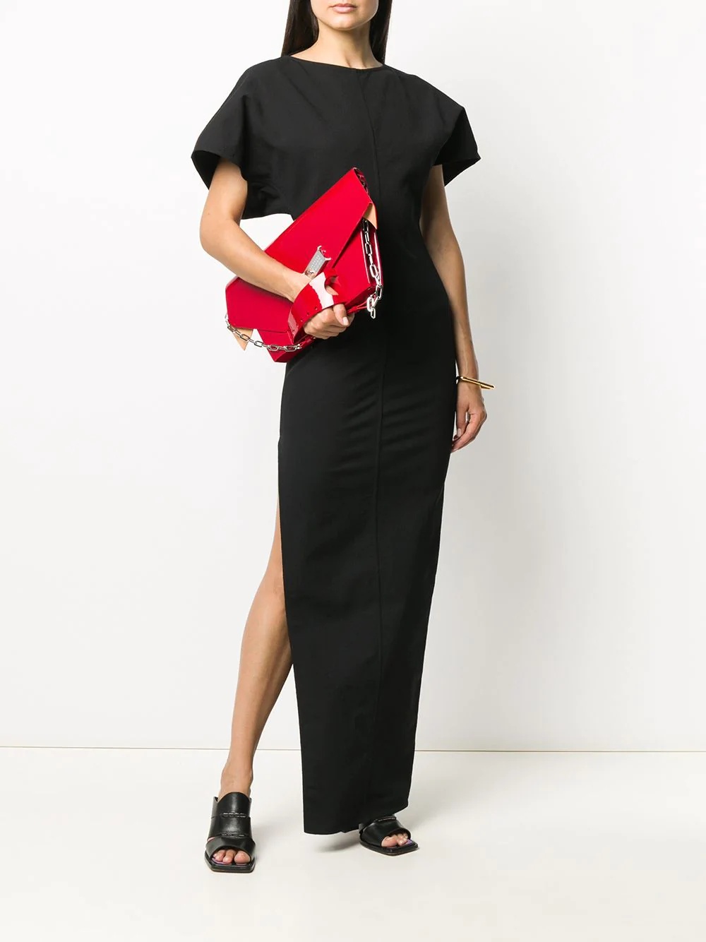 short sleeve side slit dress - 2