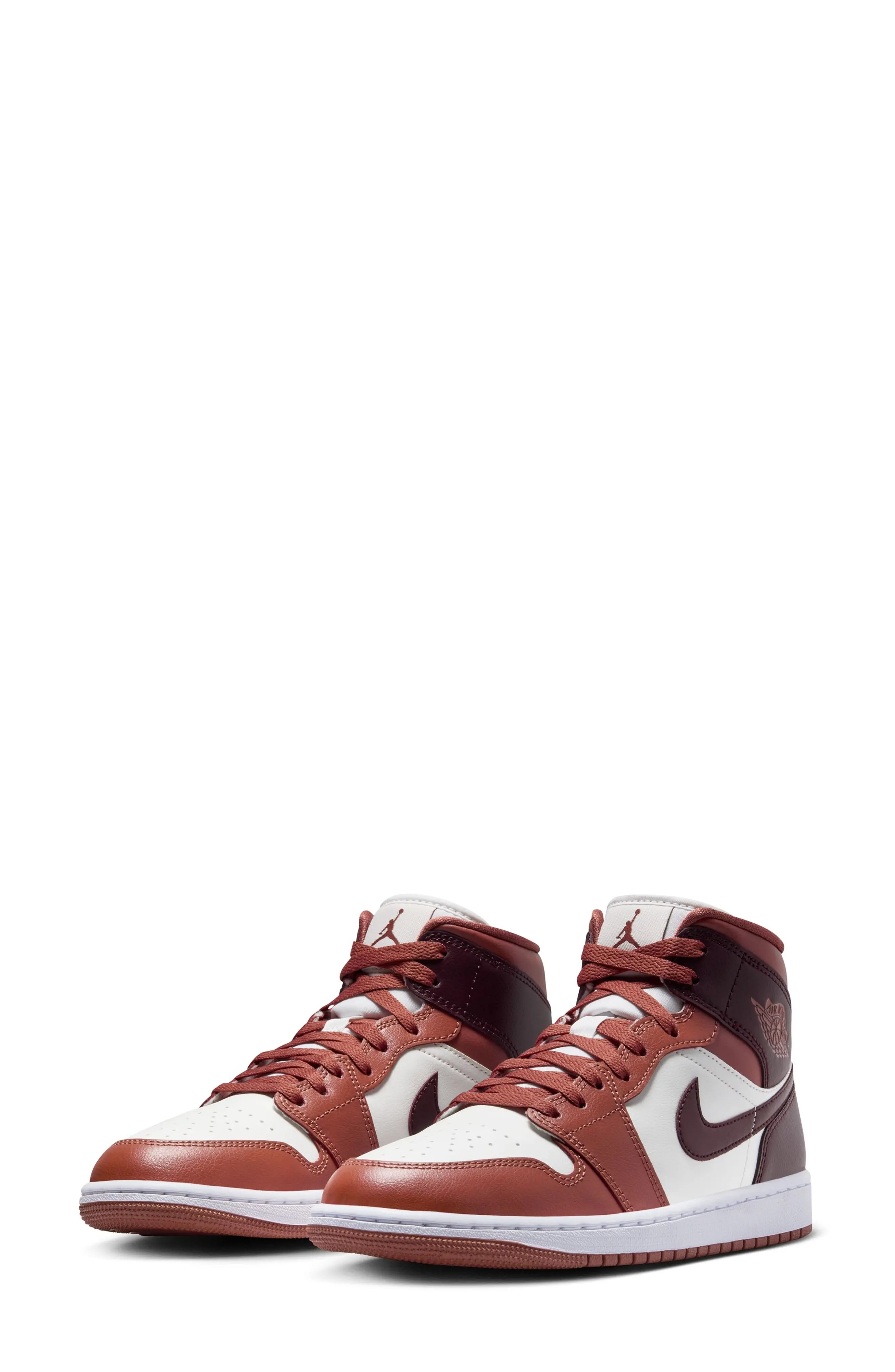 Air Jordan 1 Mid Sneaker in Dusty Peach/Night Maroon - 1