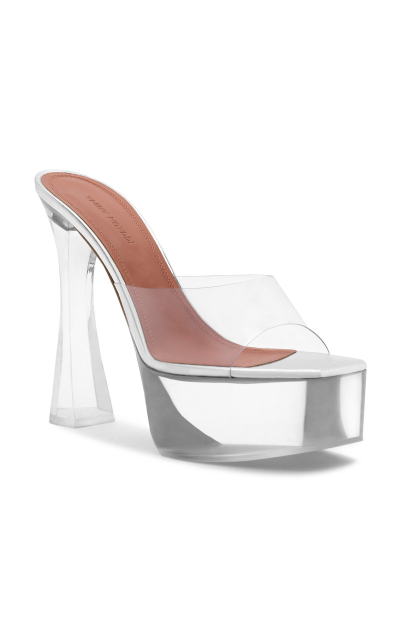 Amina Muaddi Dalida PVC Platform Sandals clear outlook