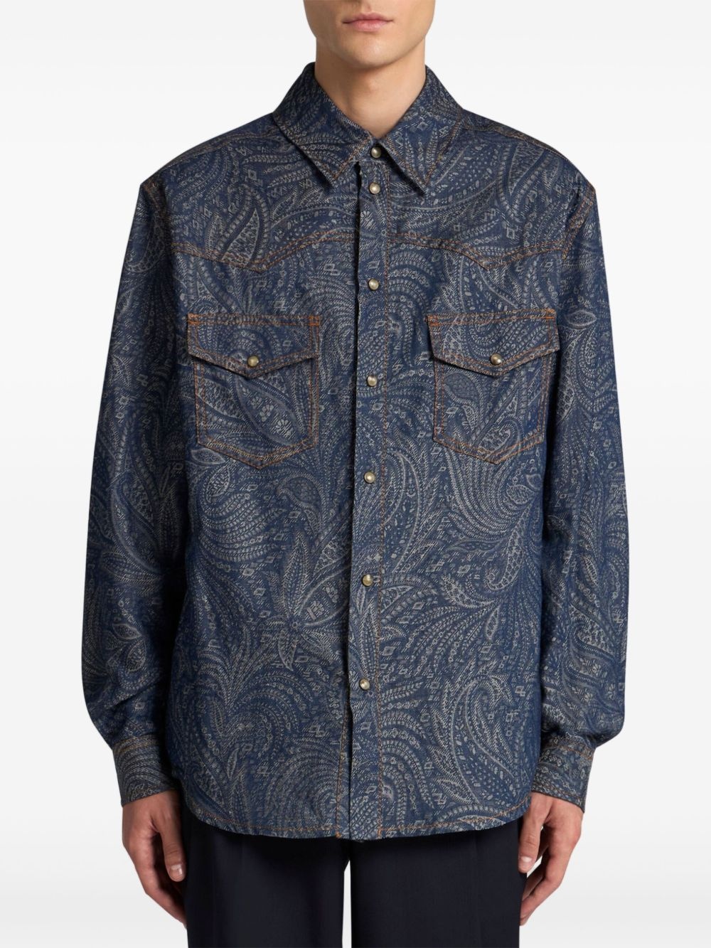 jacquard denim shirt jacket - 3