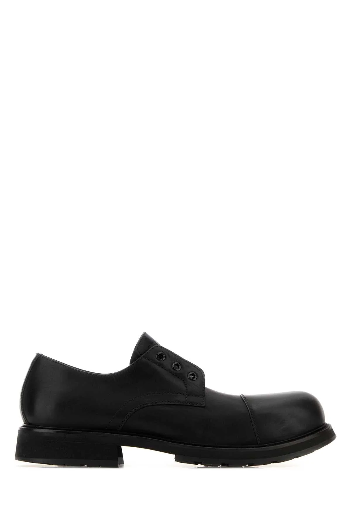 Balenciaga Men Black Leather Truck Slip Ons - 1