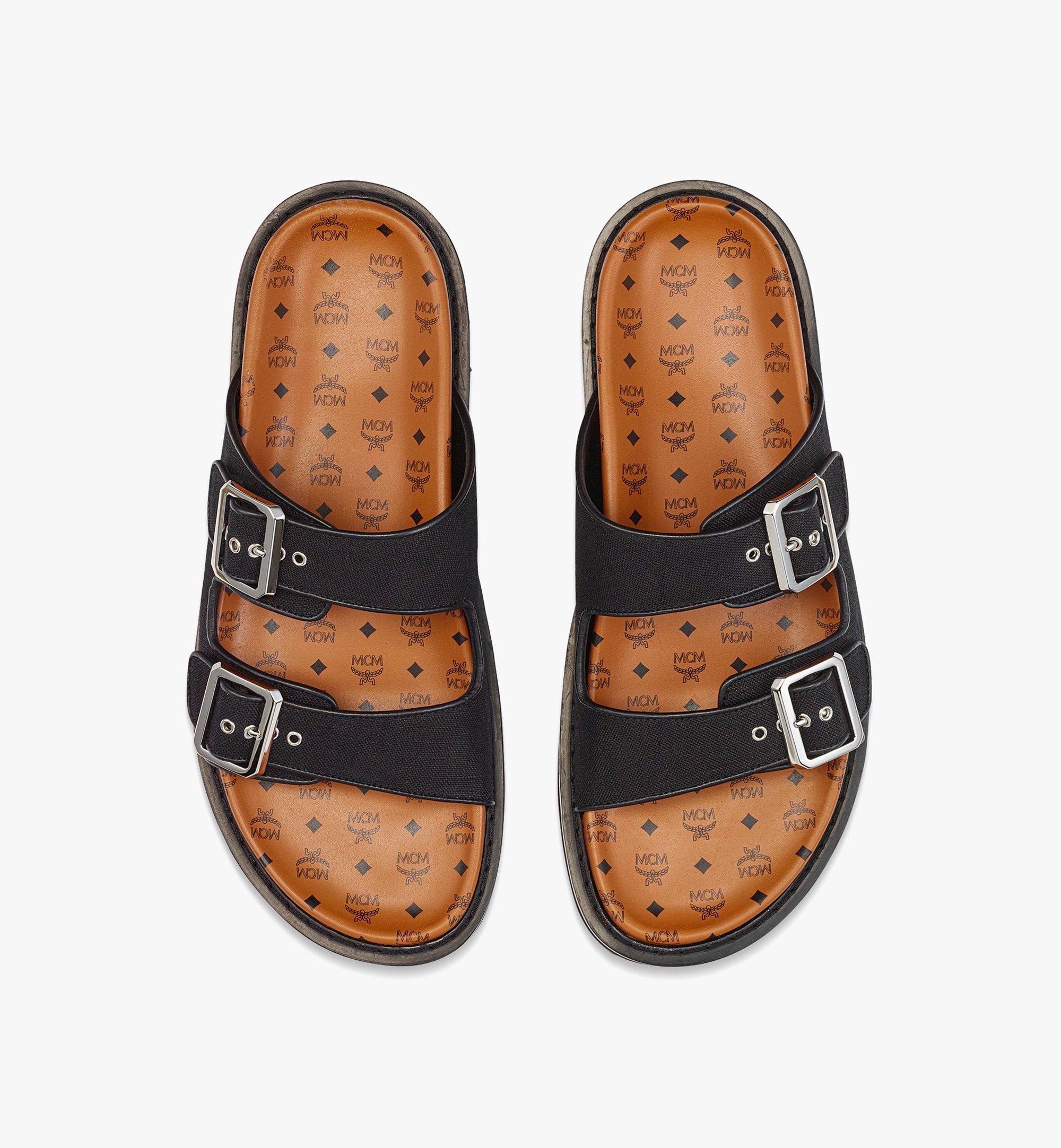 Sandals in Linen Leather Mix - 4