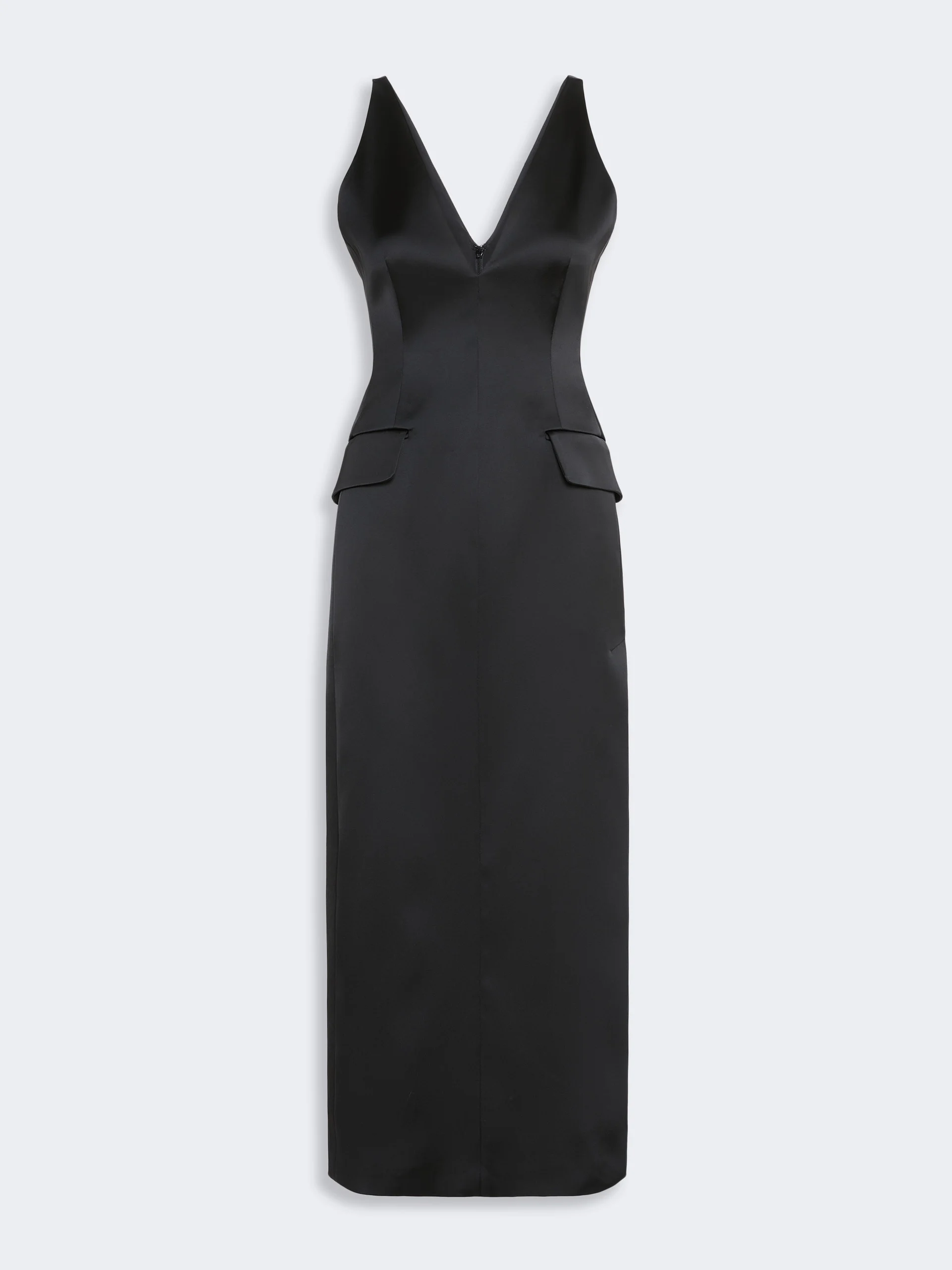 EXTRA Long stretch satin dress - BLACK - 1