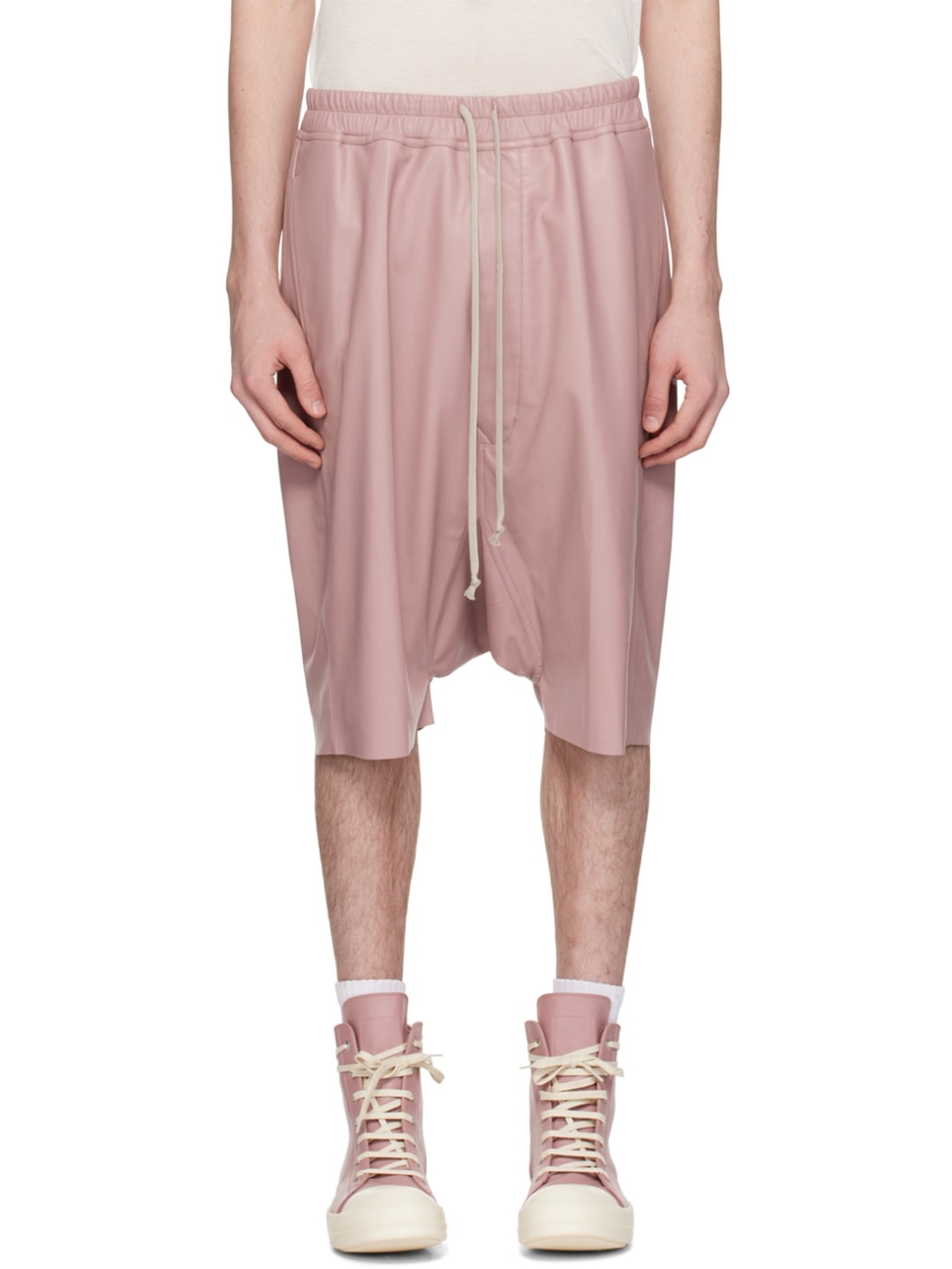 Pink Rick's Pods Leather Shorts - 1
