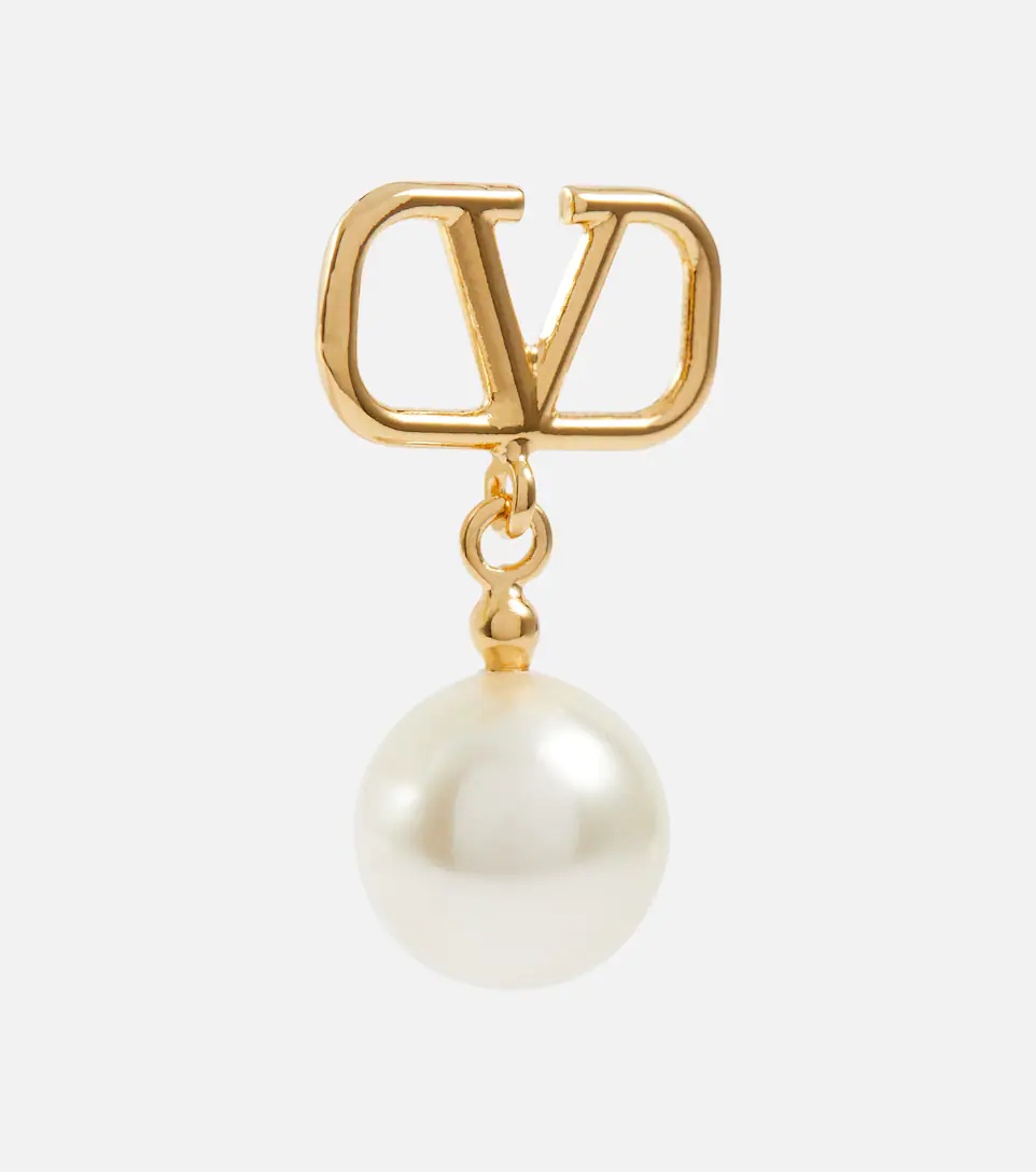 VLogo faux pearl earrings - 2