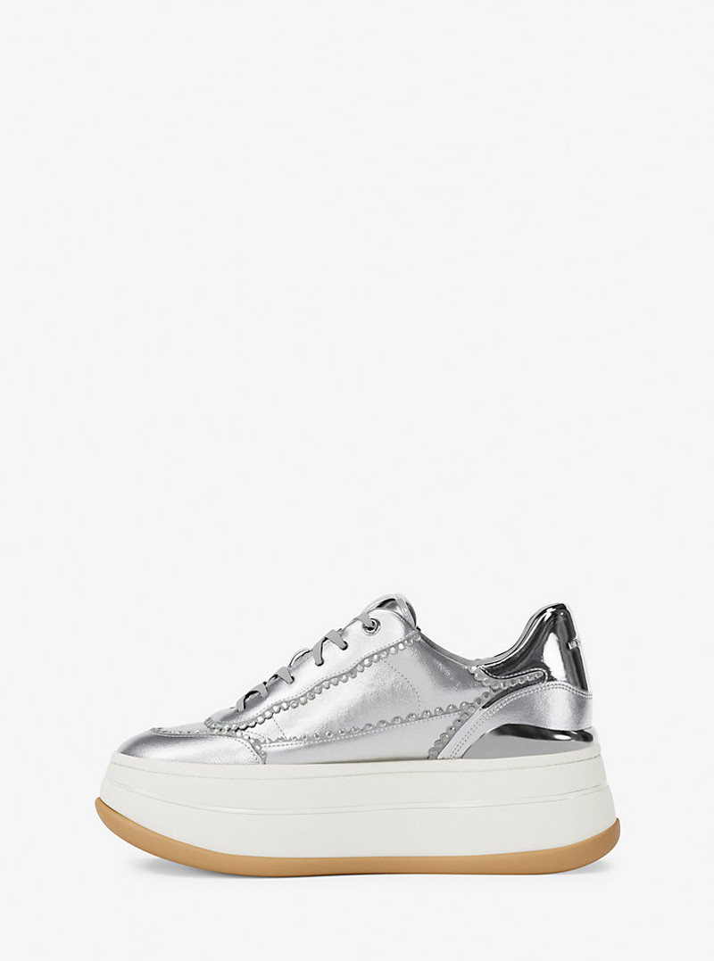 Hayes Embellished Metallic Leather Platform Sneaker 4