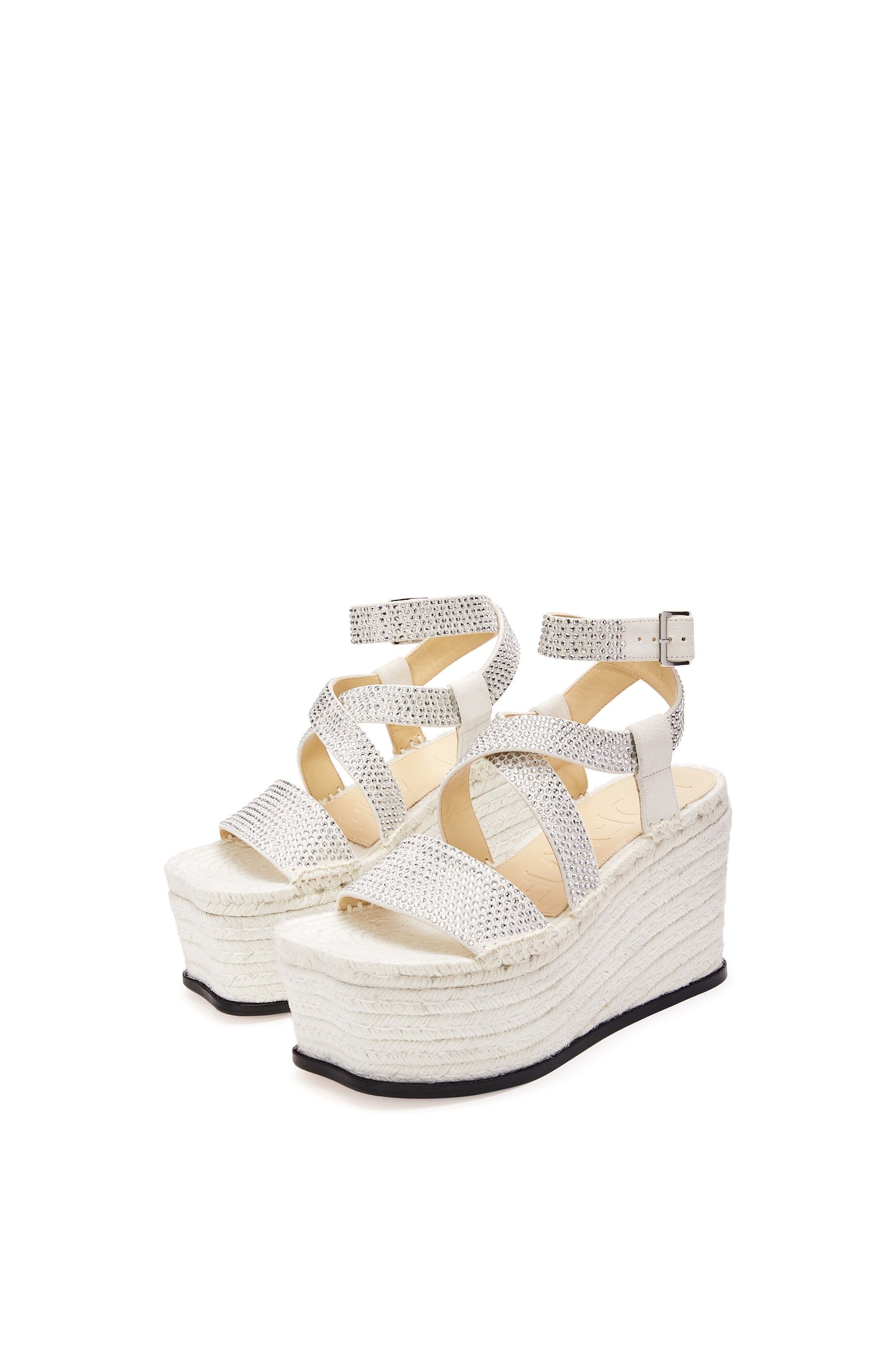 Petal espadrille platform in suede calfskin and rhinestones - 3