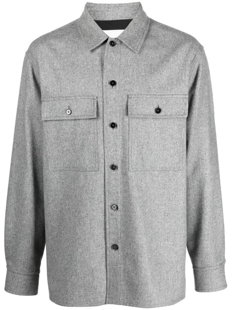 long-sleeve wool shirt jacket - 1