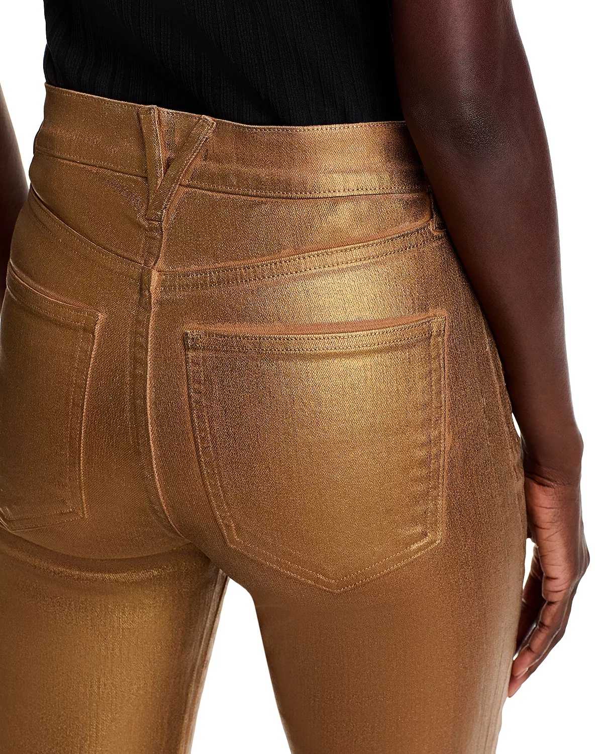 Carson High Rise Coated Ankle Flare Jeans in Antique Brass - 5