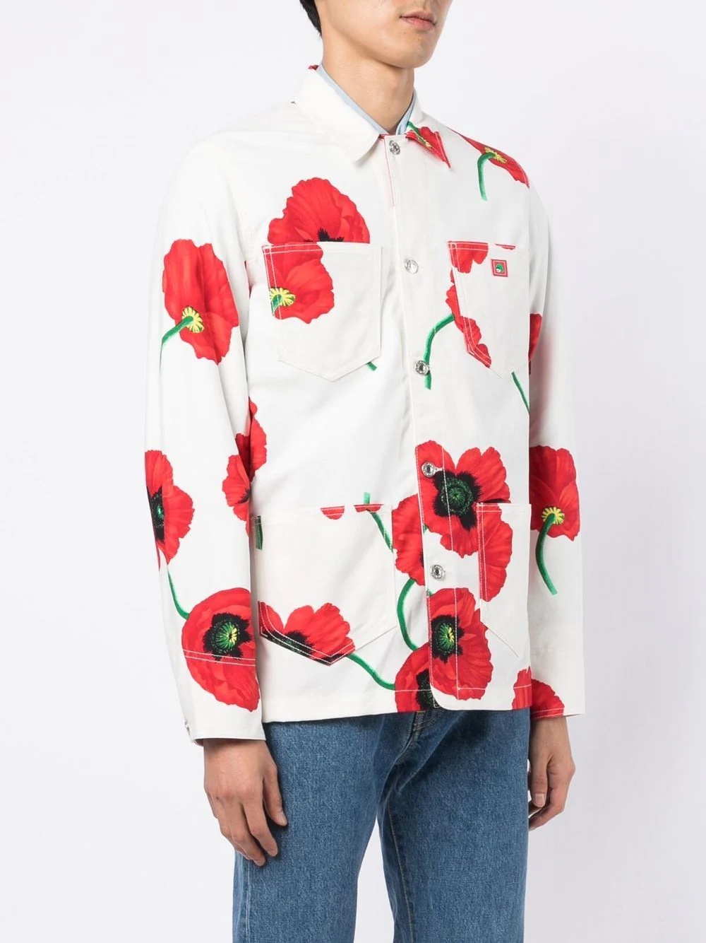 floral-print overshirt - 3