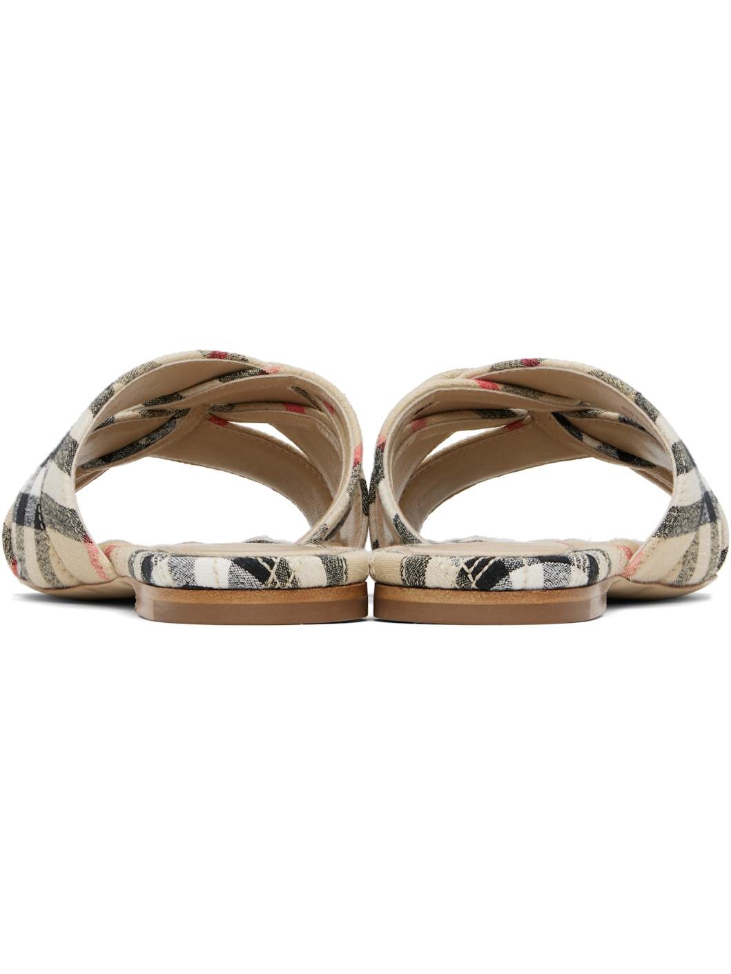 Beige Check Cabana Slides - 2