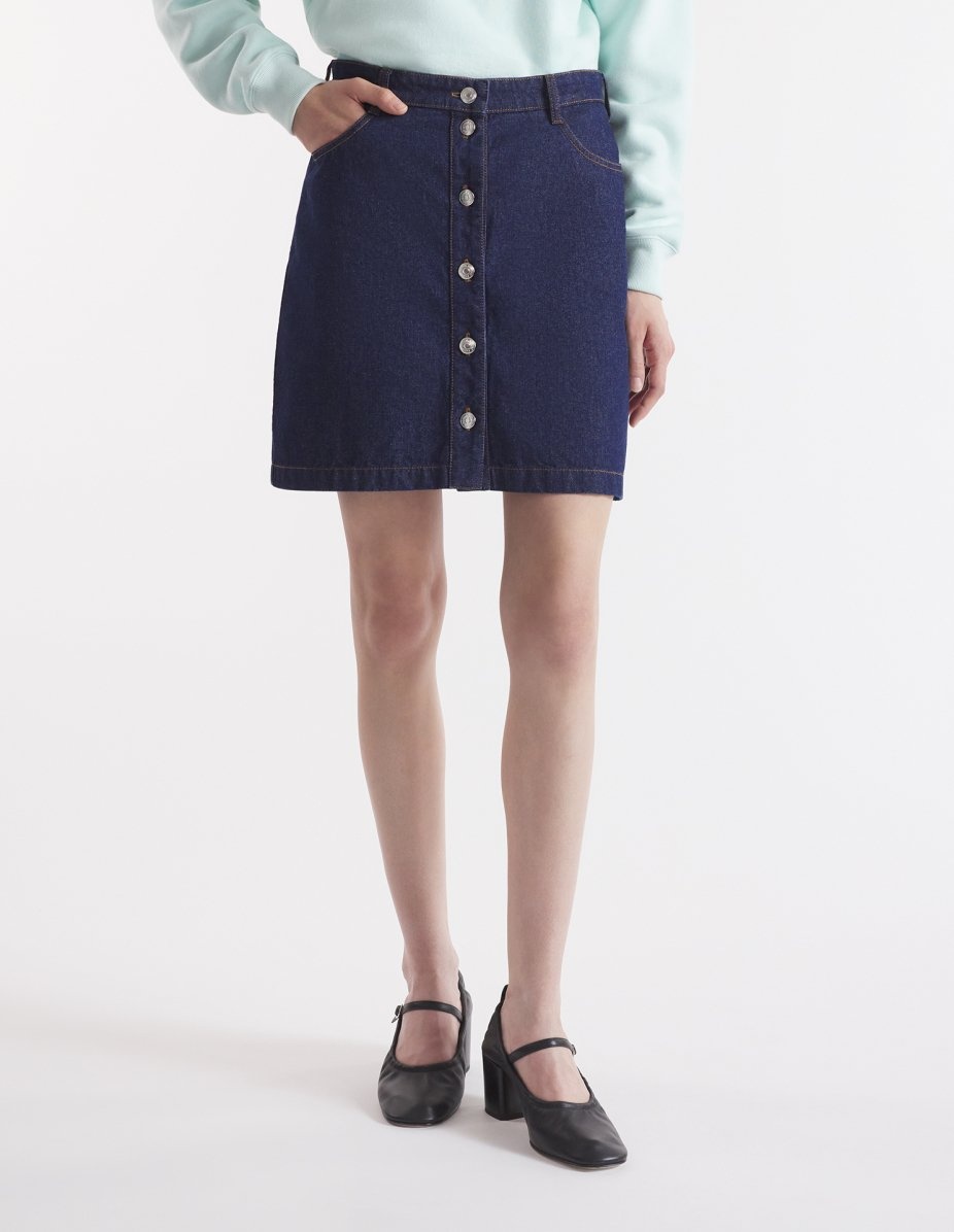 BUTTONED DENIM MINI SKIRT - 3