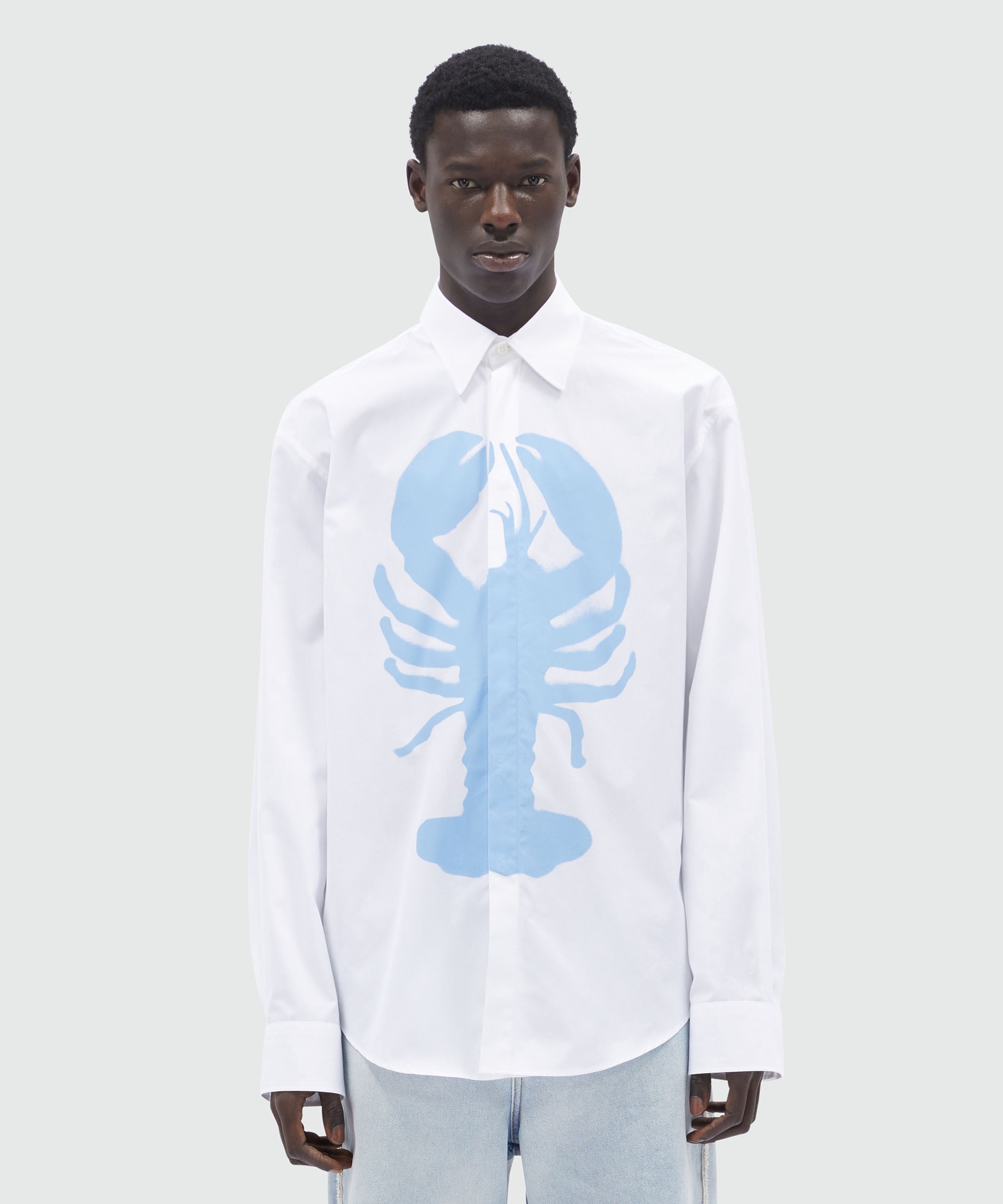 White poplin shirt with "Lobster" print - 2