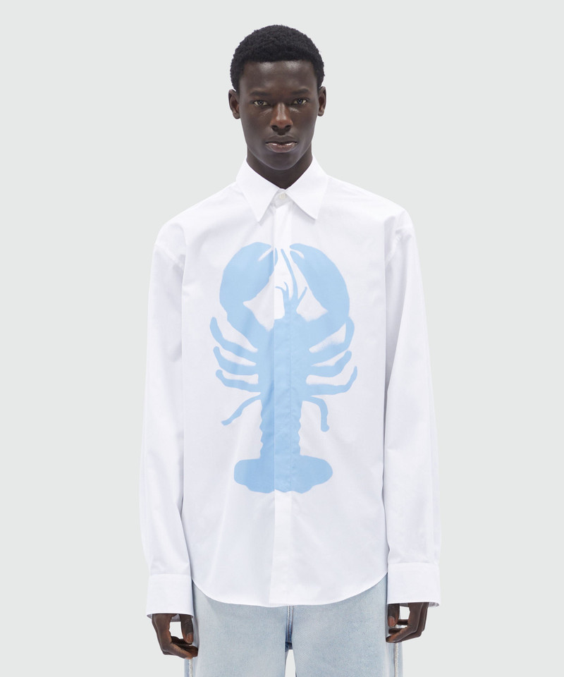 MSGM White poplin shirt with "Lobster" print outlook